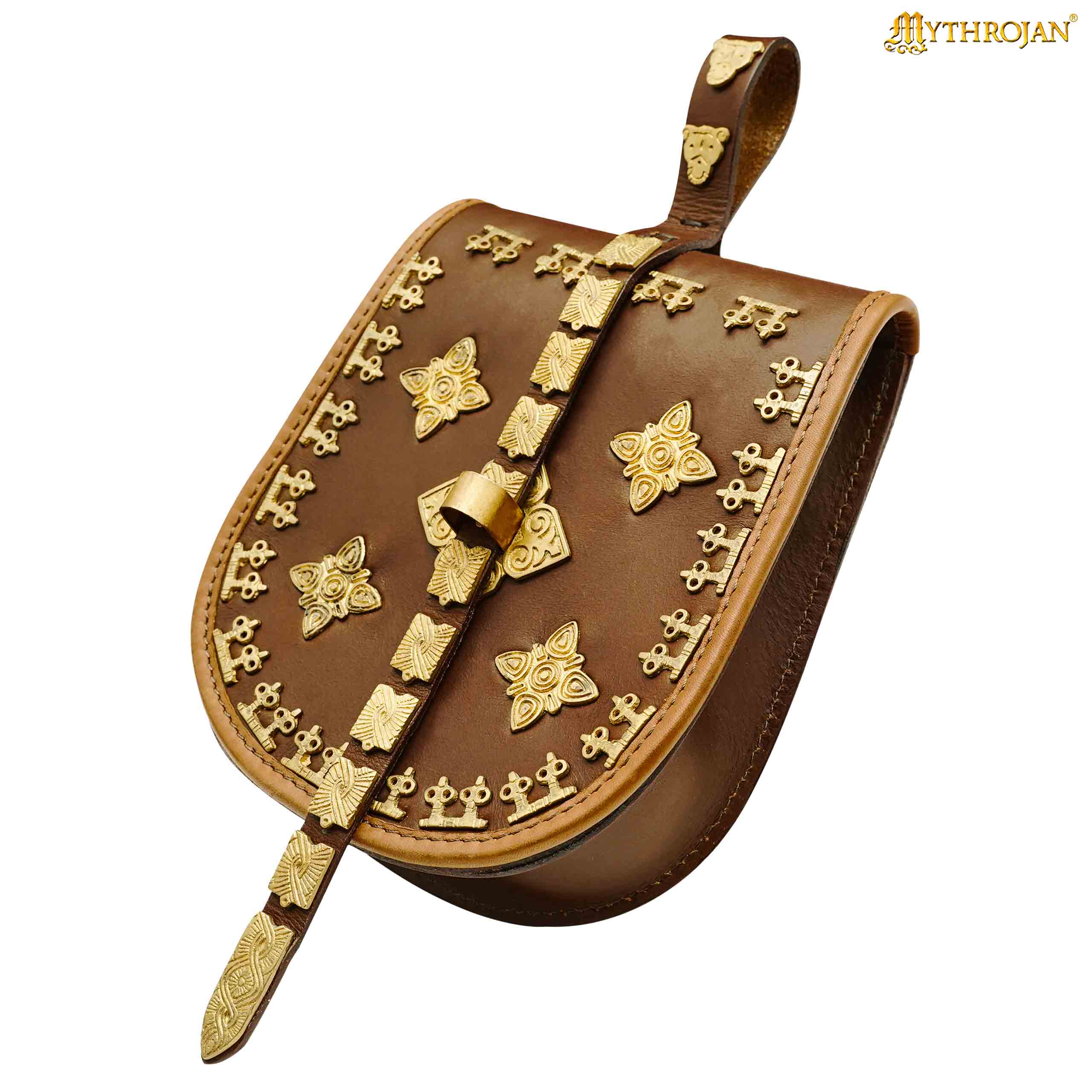 Mythrojan BIRKA VIKING LEATHER BAG TARSOLY Based on Historical Original from Rösta & Birka Ideal for Viking Reenactments, LARP and Movie prop