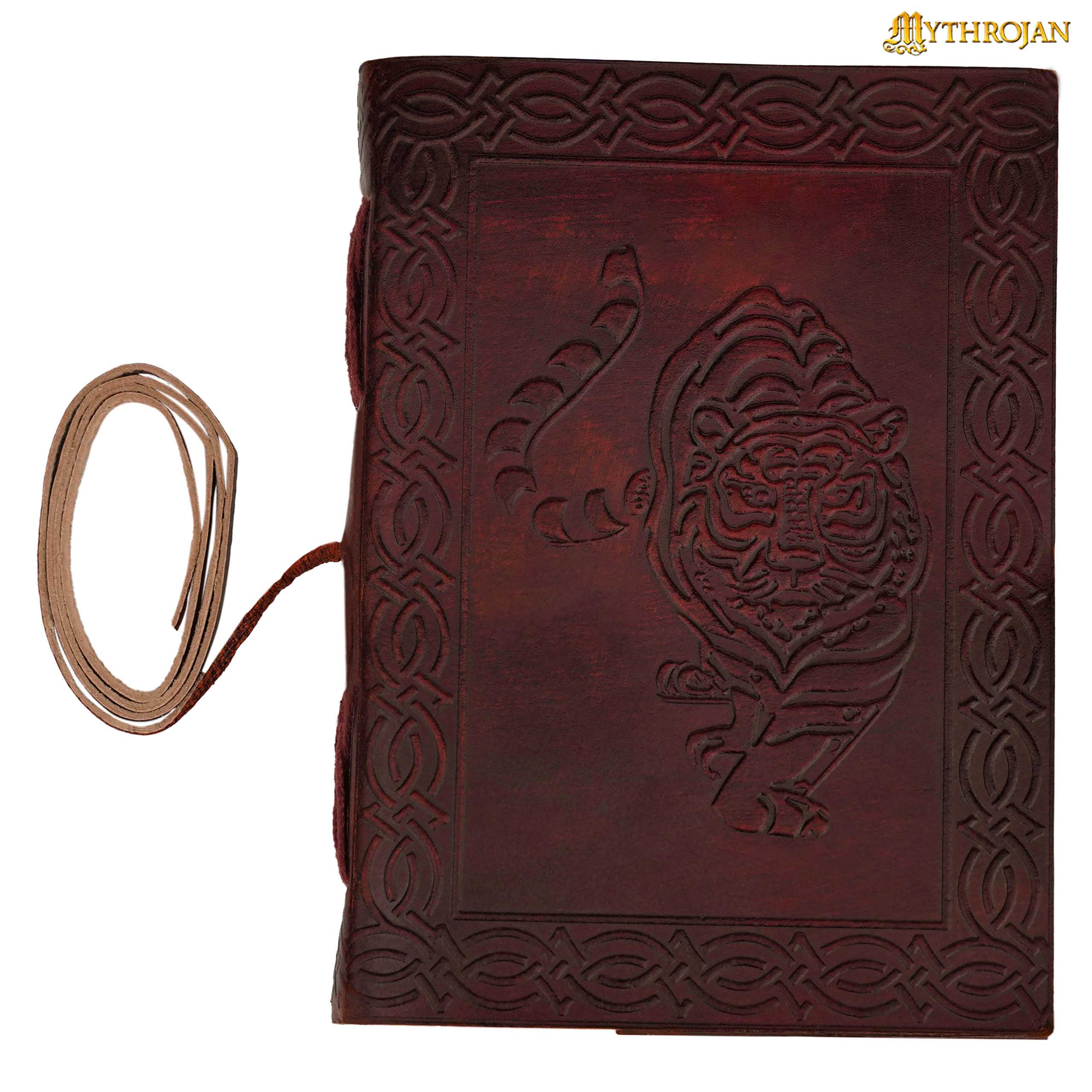 Mythrojan Tiger Leather Journal Rustic Handmade