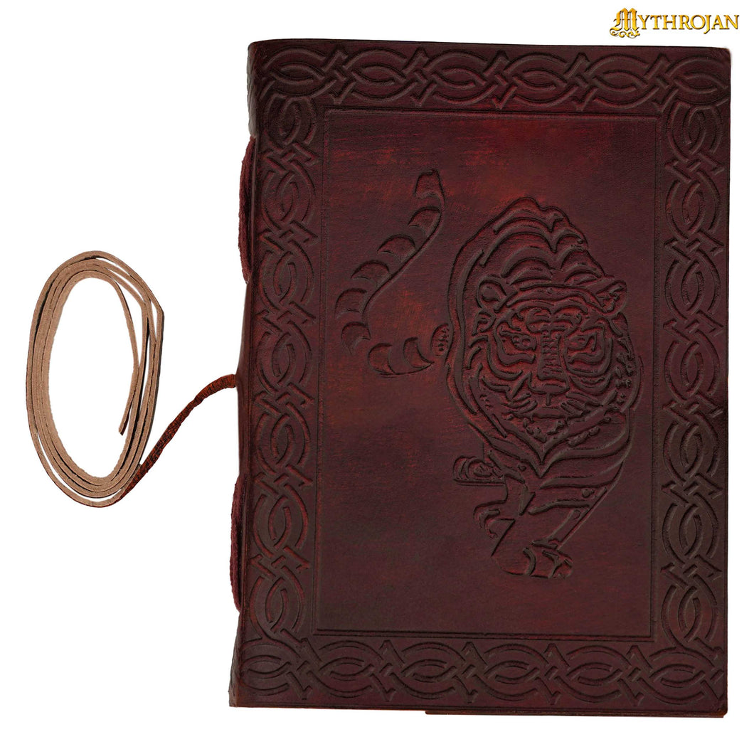 Mythrojan Tiger Leather Journal Rustic Handmade 