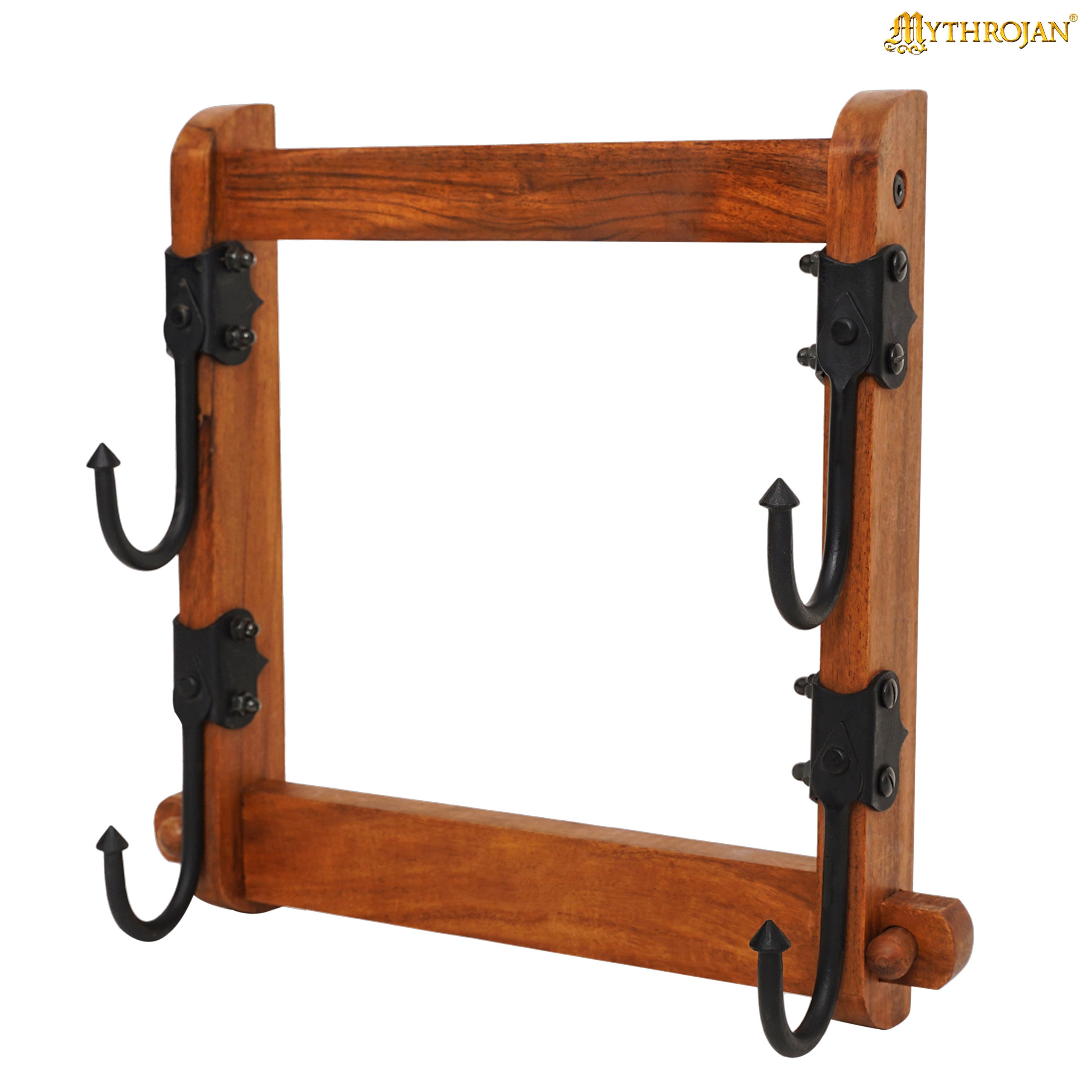 Mythrojan Solid Wood Two Tier Stand with iron hooks