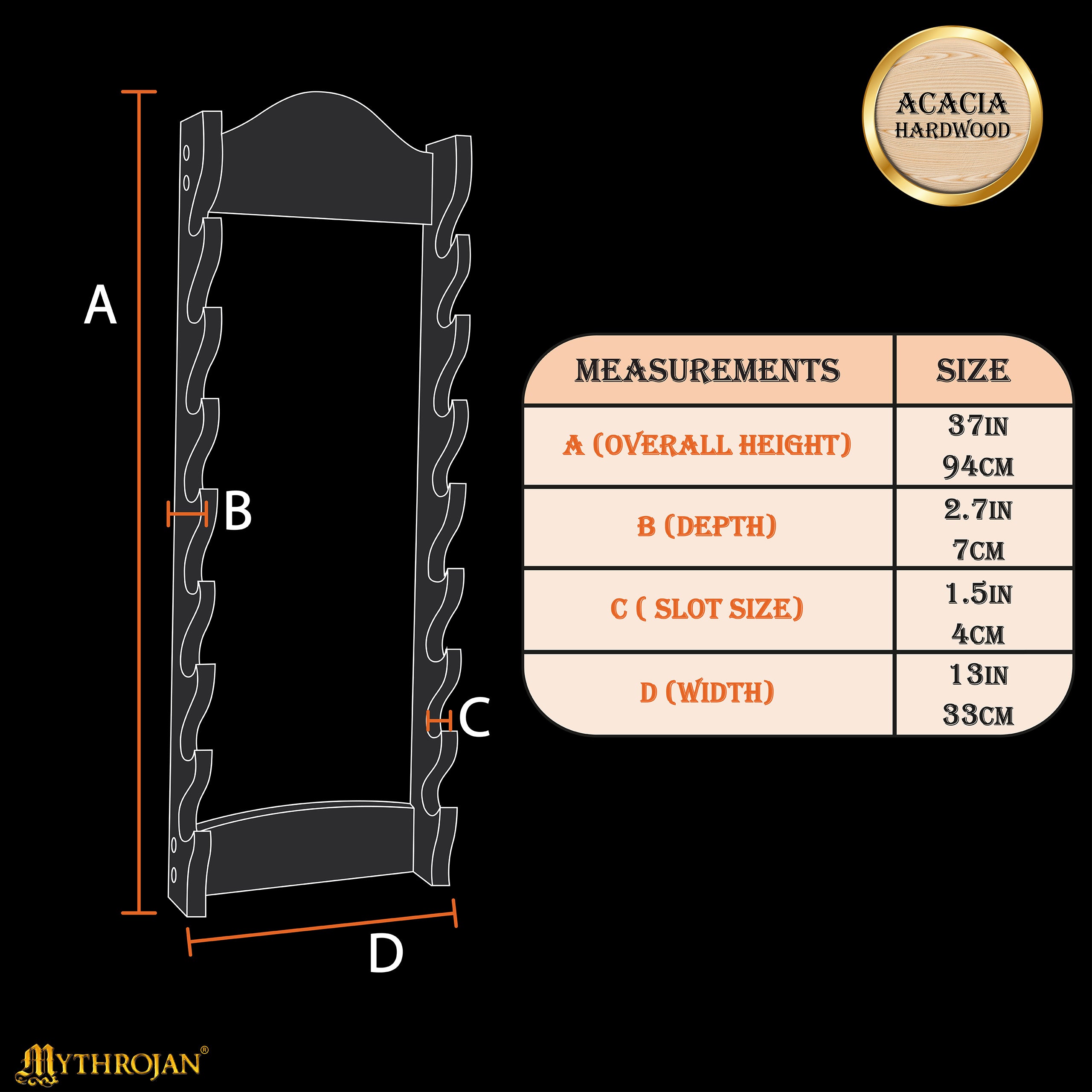 Mythrojan Medieval Sword Wall Mount Samurai Sword Display Stand Katana Sword Holder Gladiator Sword Wall Display Crusader Sword Stand Knife Stand for Display: Eight Tier Sword Stand