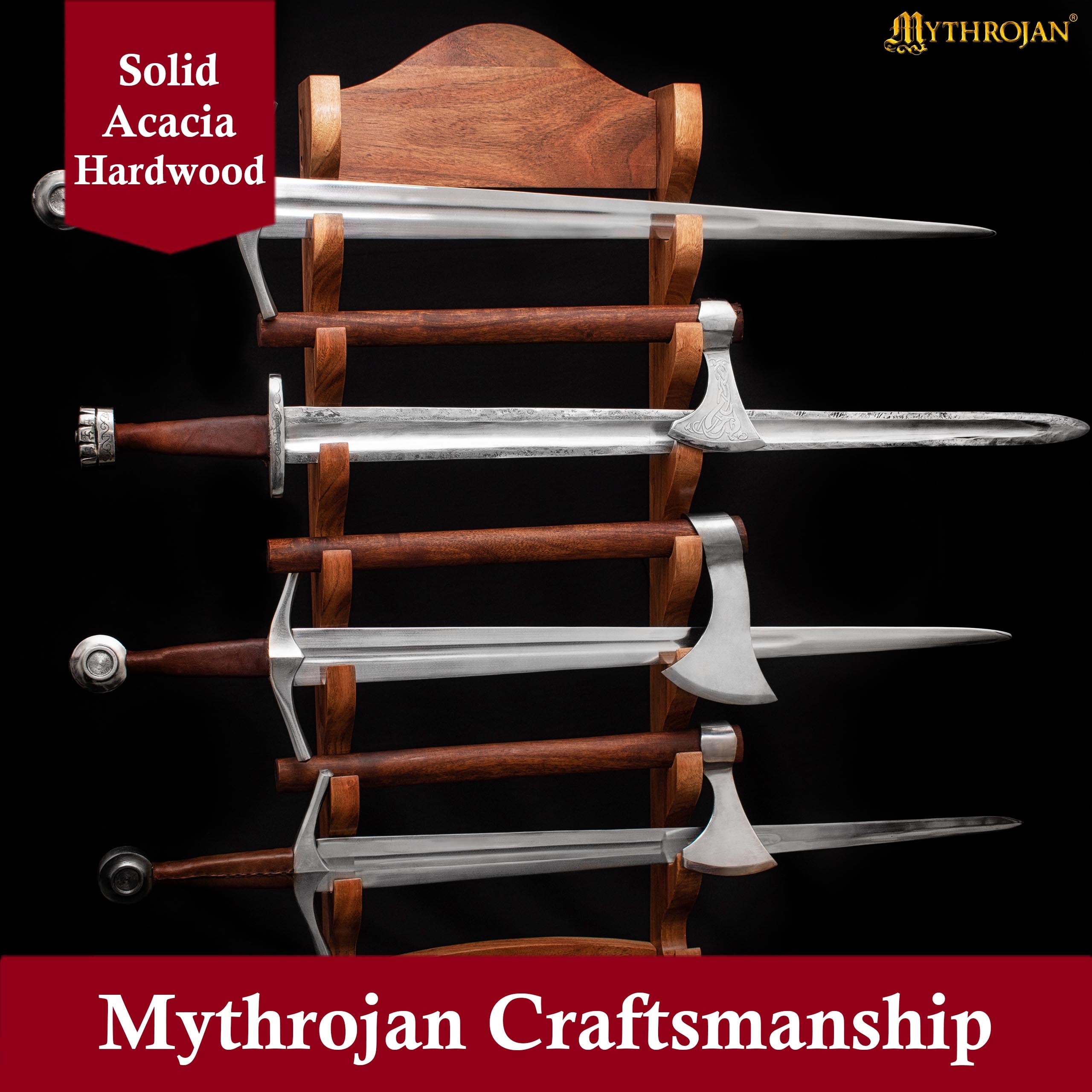 Mythrojan Medieval Sword Wall Mount Samurai Sword Display Stand Katana Sword Holder Gladiator Sword Wall Display Crusader Sword Stand Knife Stand for Display: Eight Tier Sword Stand