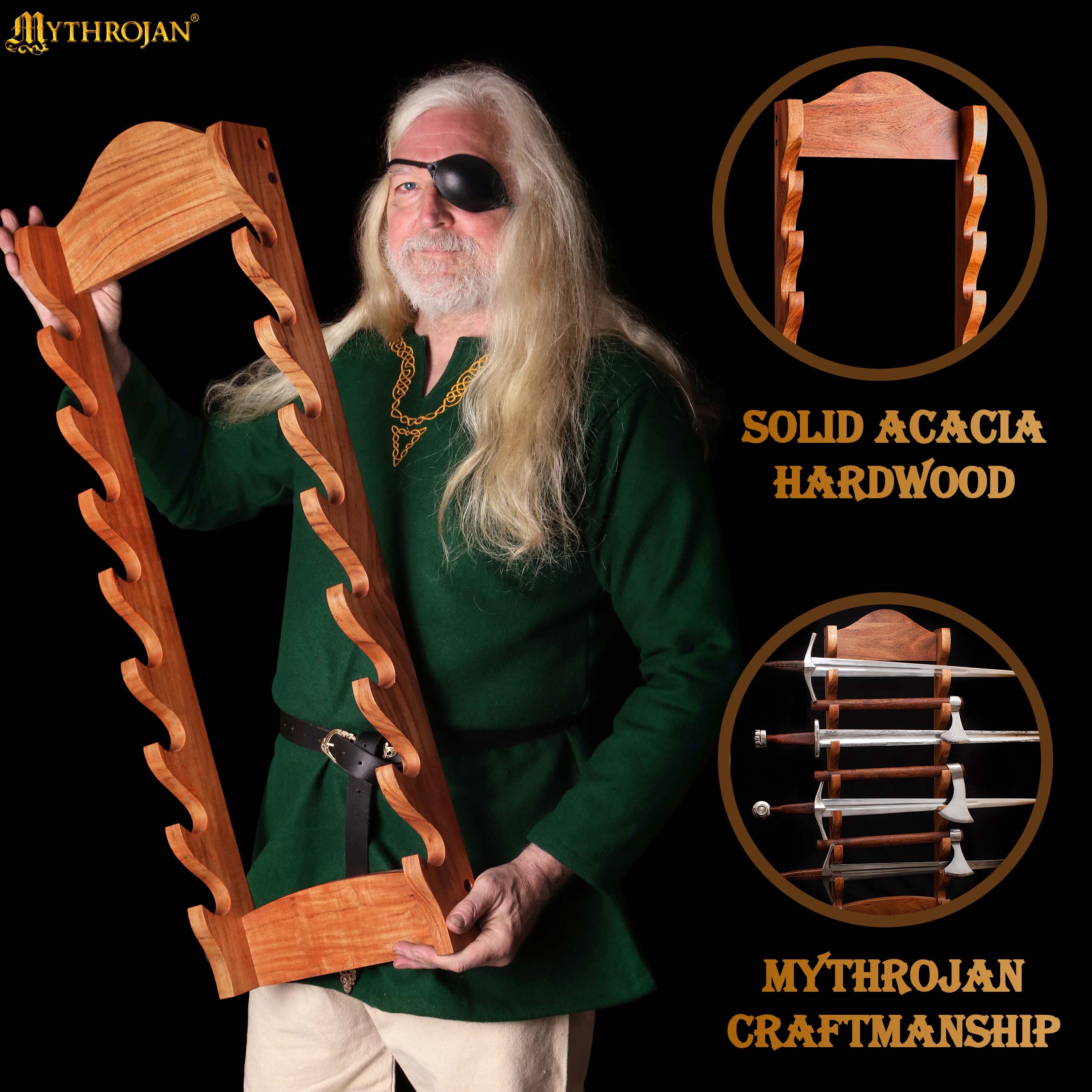 Mythrojan Medieval Sword Wall Mount Samurai Sword Display Stand Katana Sword Holder Gladiator Sword Wall Display Crusader Sword Stand Knife Stand for Display: Eight Tier Sword Stand