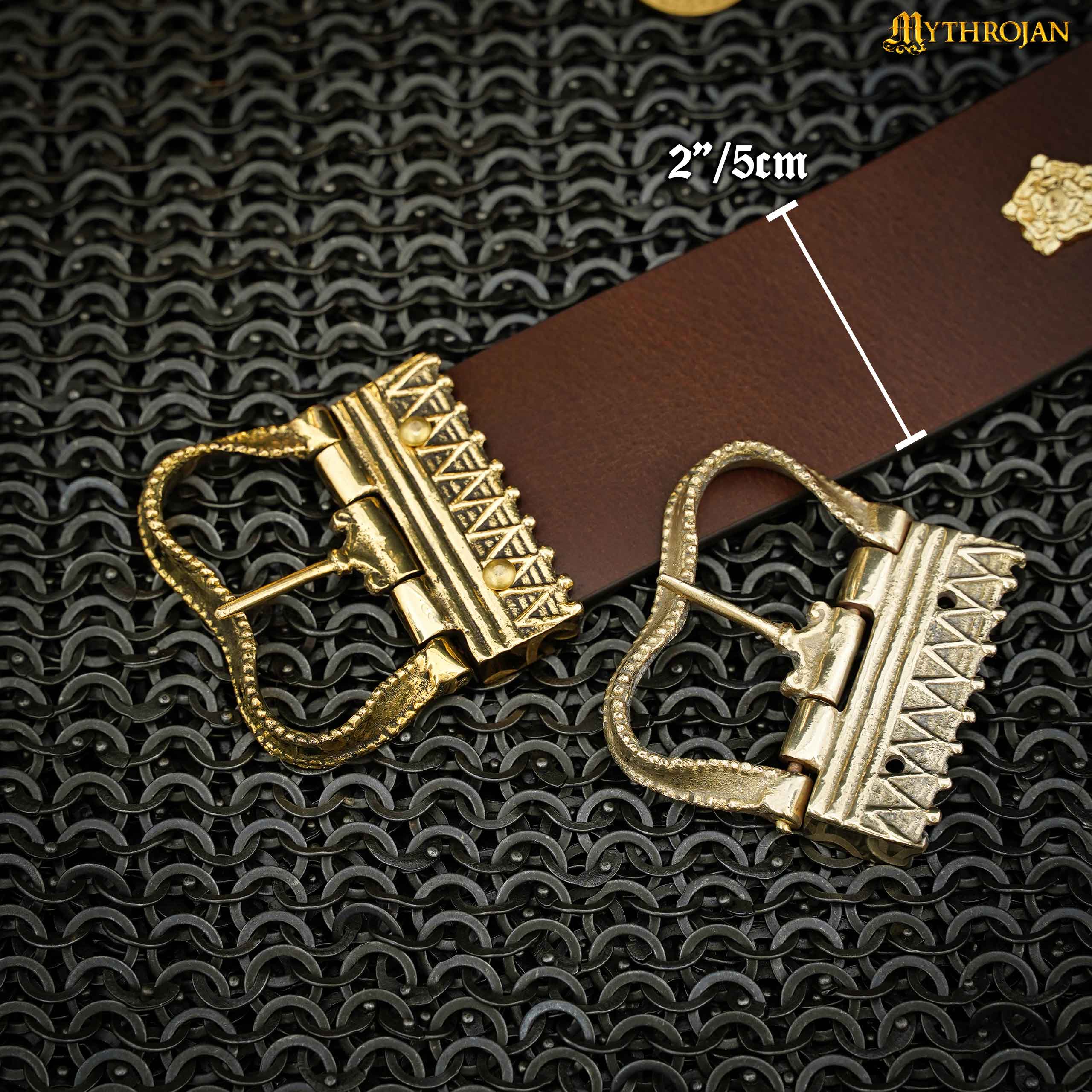 Mythrojan Solid Brass Pirate Belt Buckle : Medieval LARP DIY Costume Cosplay Historical Reenactment- 2" x 2.2"