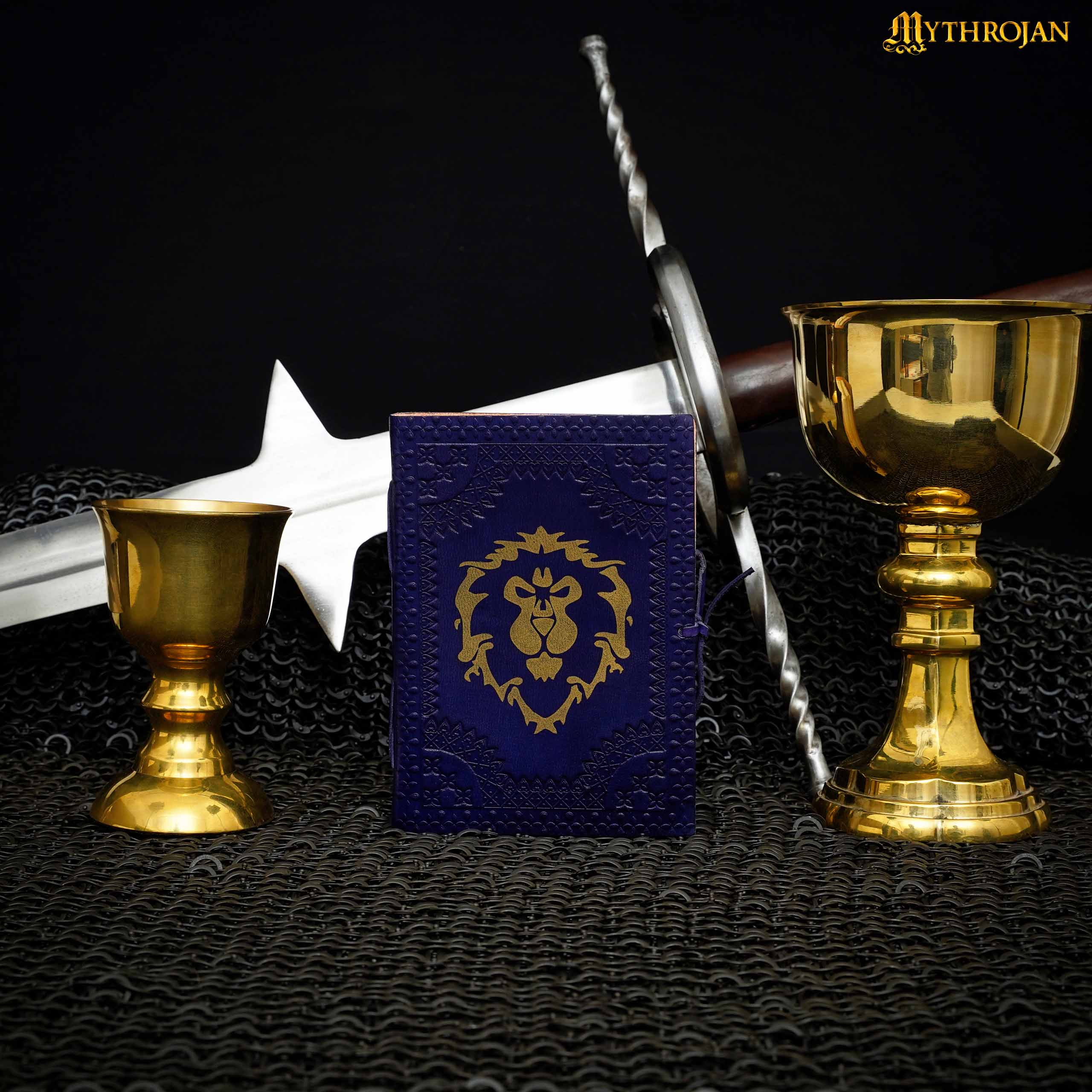 Mythrojan for The Alliance Blue Warcraft Embossed Medieval Leather Journal 5 x 7 inches Diary Notebook