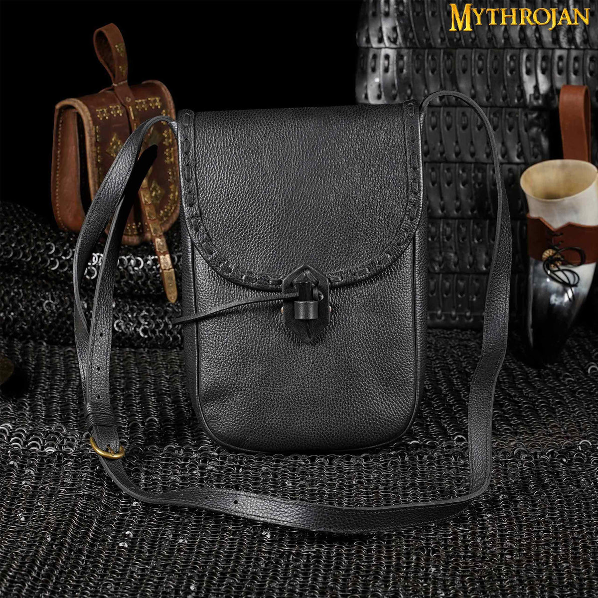 Mythrojan - Leather Laptop Satchel Bag with Norse / Celtic Design