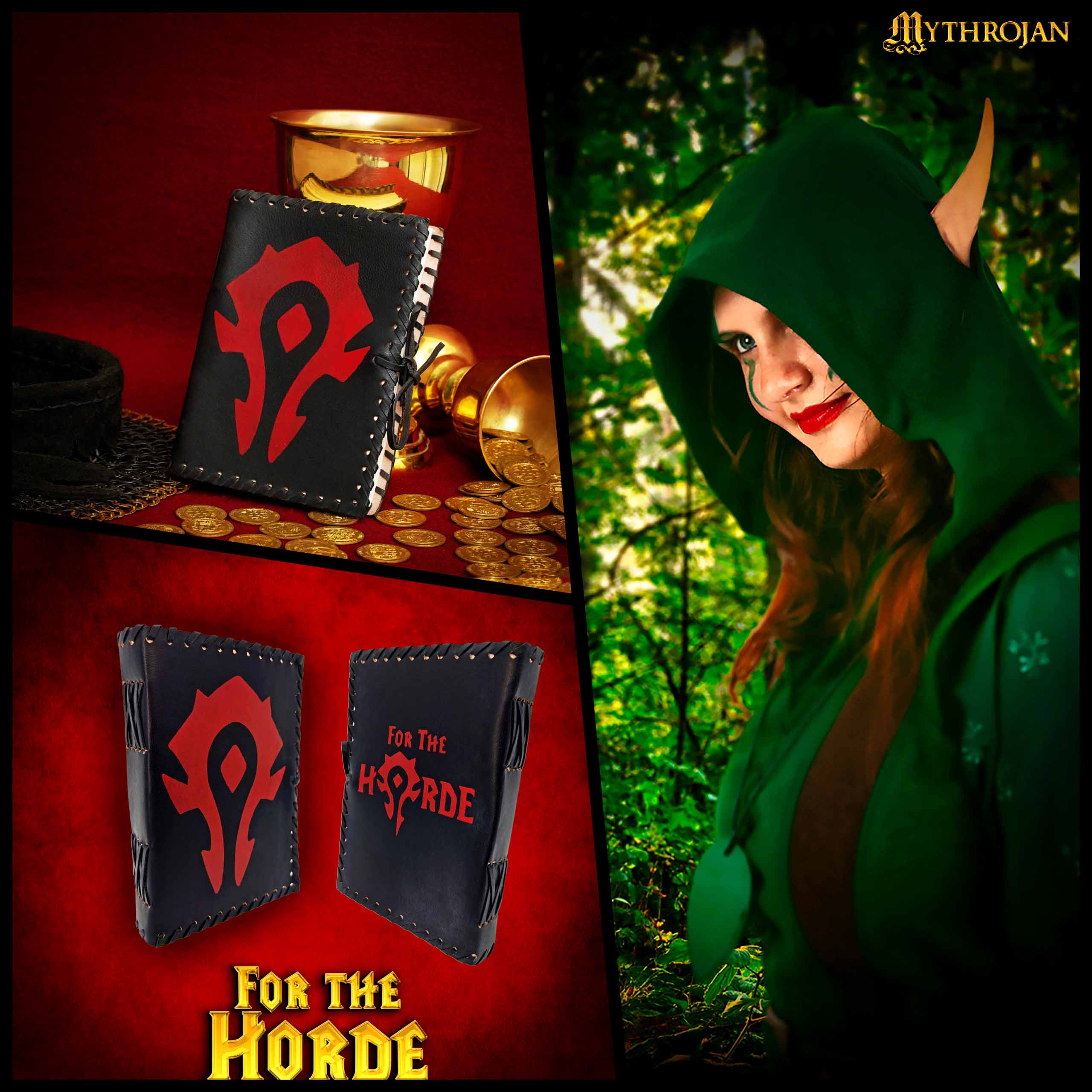 Mythrojan FOR THE HORDE Black WARCRAFT MEDIEVAL LEATHER JOURNAL 5 x 7 inches Diary Notebook