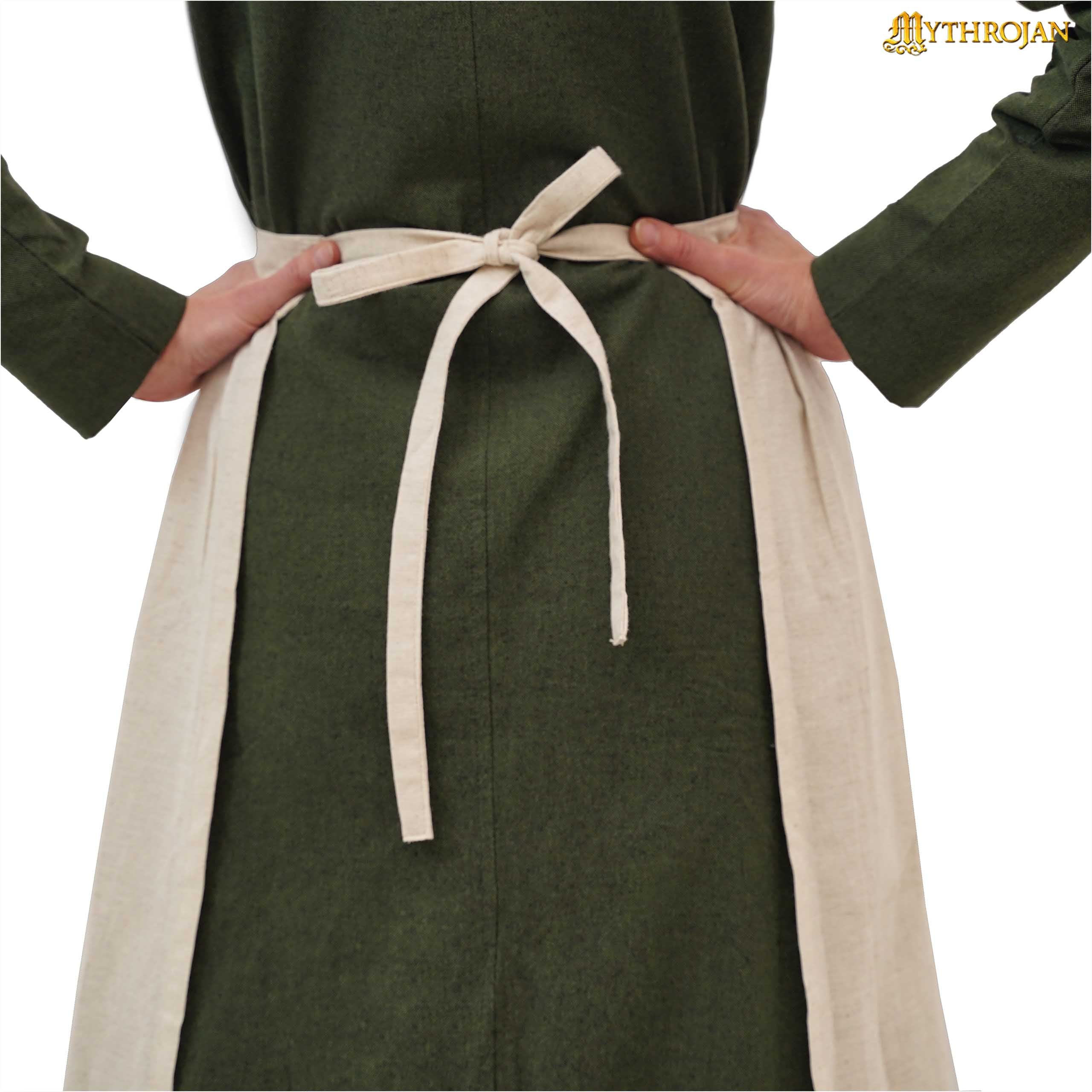 "The Peasant Daughter" Medieval Apron: Authentic 14th-15th Century Garb for Reenactment, LARP, SCA, and Living History. Linen / cotton blend