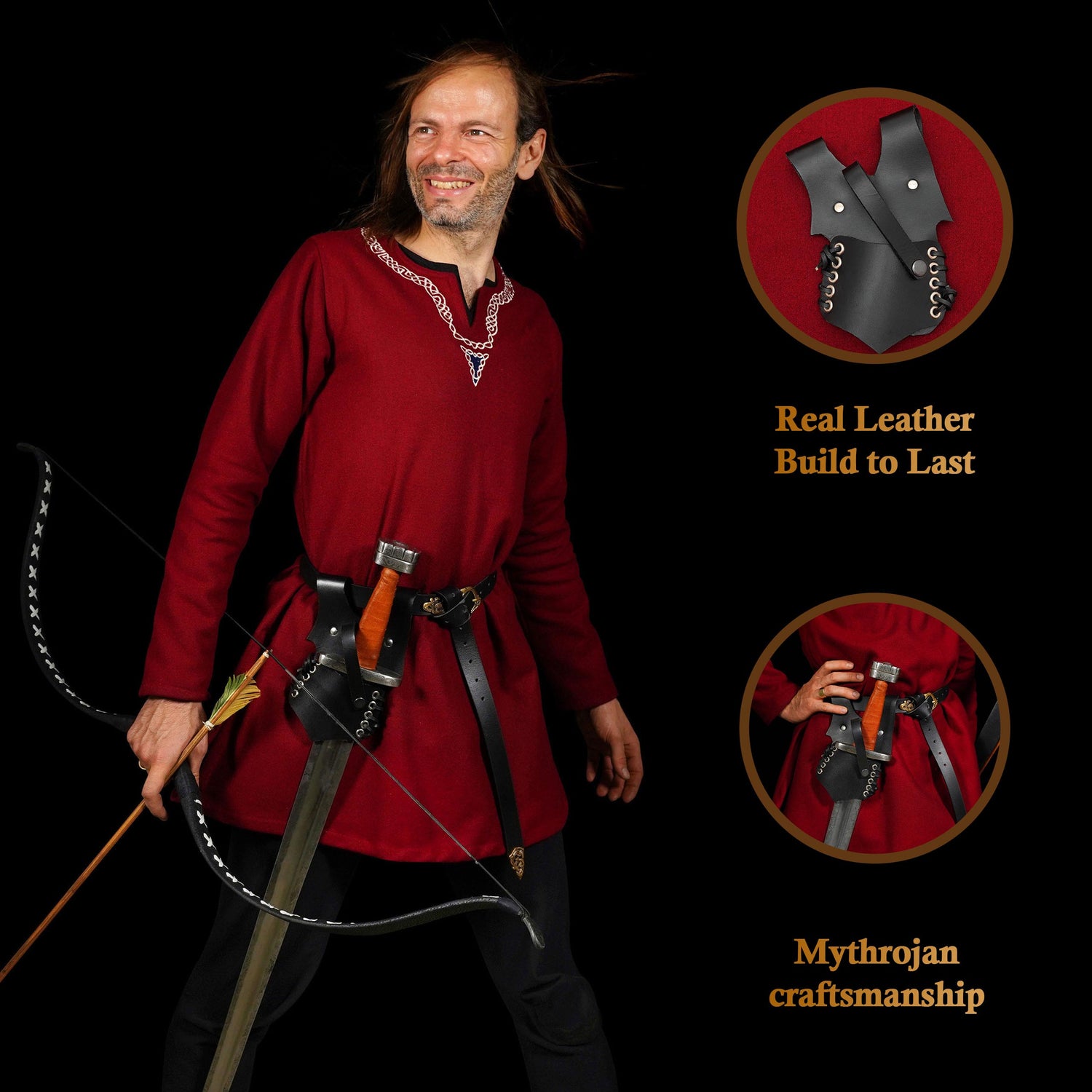 Mythrojan “Ranger” Frog, Ideal for Warrior Knight Ranger SCA LARP, Full Grain Leather