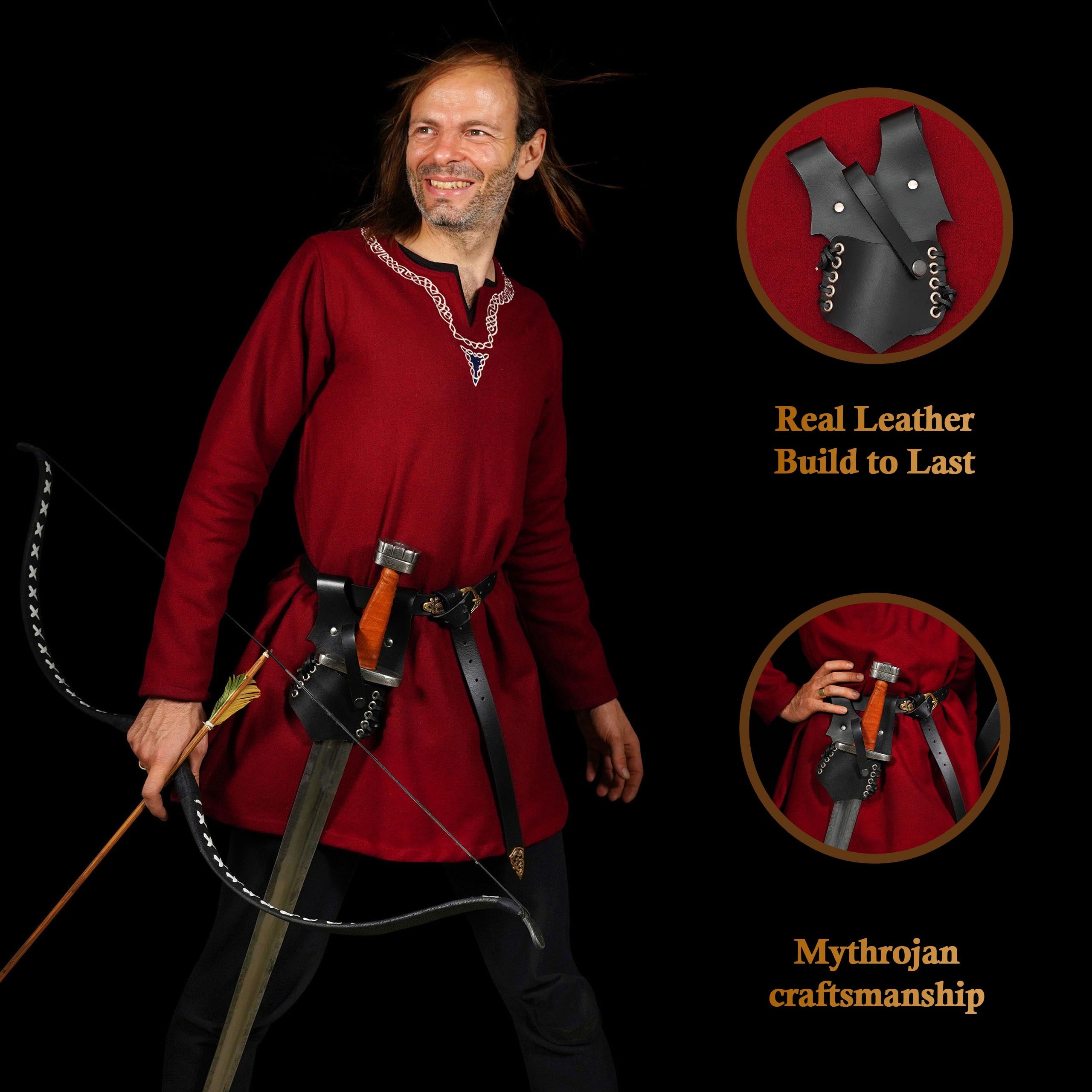 Mythrojan “Ranger” Frog, Ideal for Warrior Knight Ranger SCA LARP, Full Grain Leather