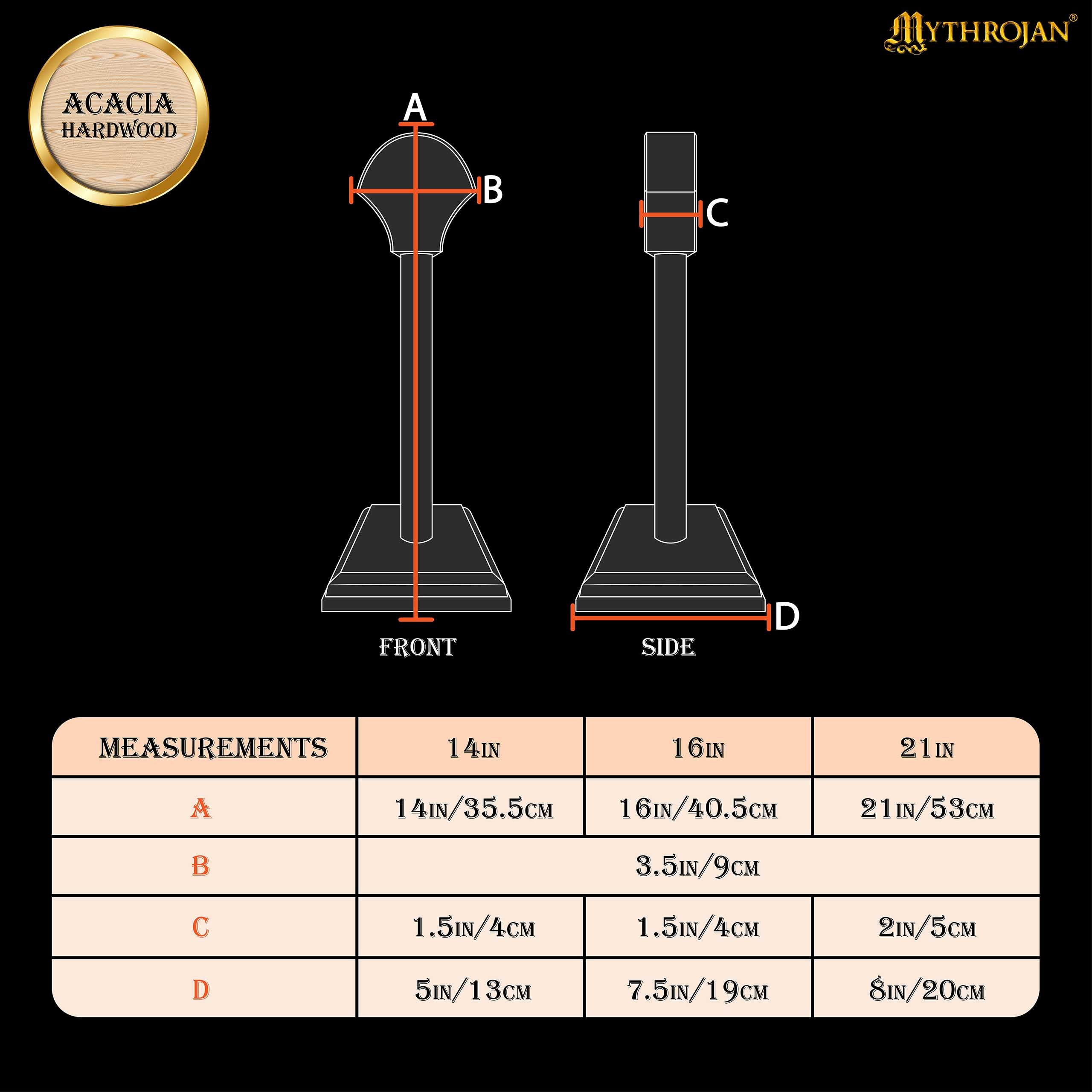 Height: 14", Height: 16",Height: 21"