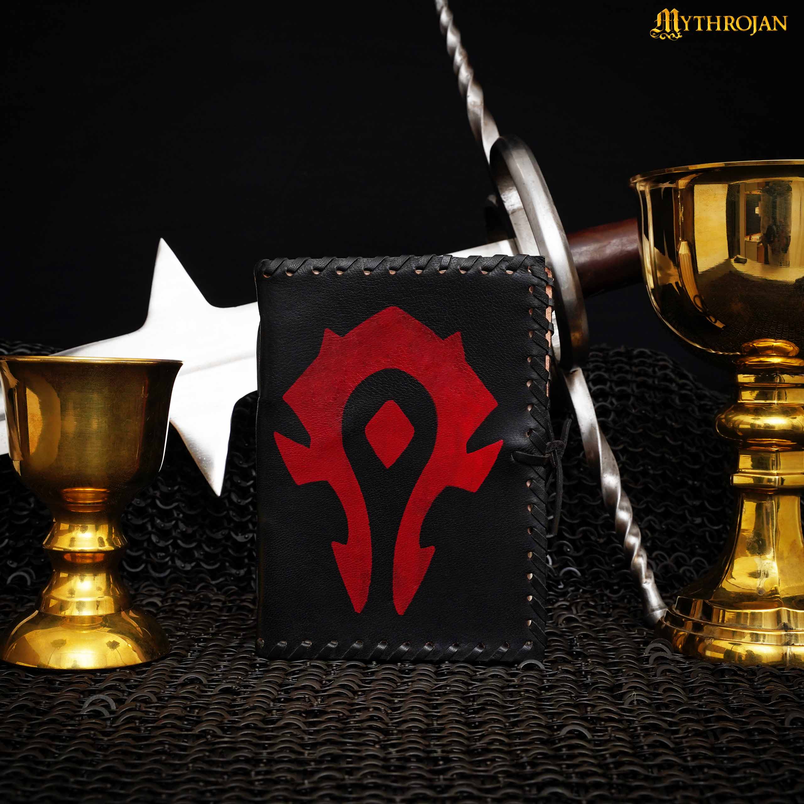 Mythrojan FOR THE HORDE Black WARCRAFT MEDIEVAL LEATHER JOURNAL 5 x 7 inches Diary Notebook