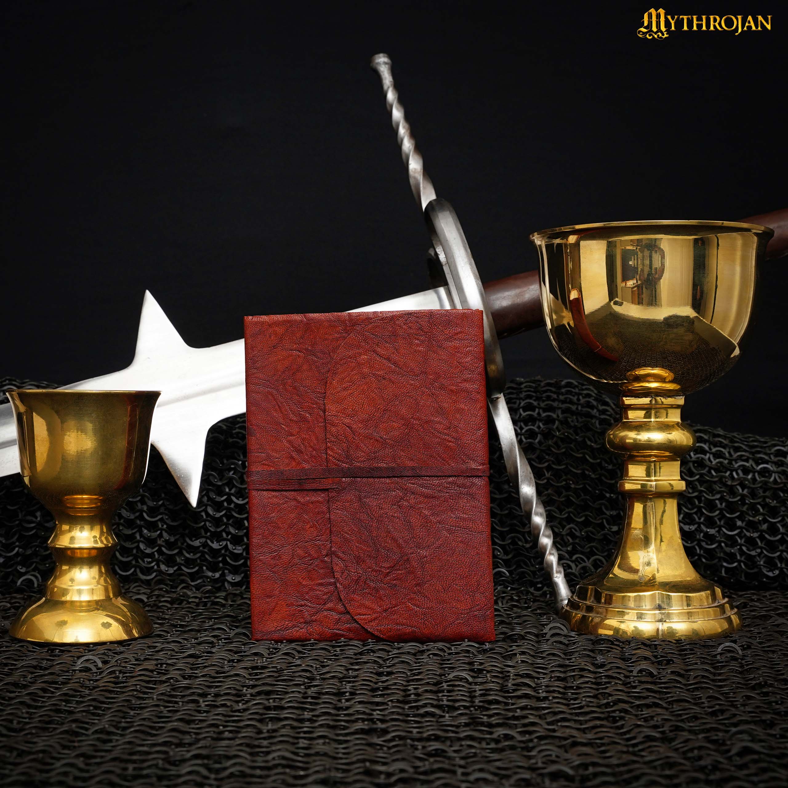 Mythrojan Crush Leather Journal Note book (7 x 5 inches) - Handmade Vintage Leather Crush Journal for Men & Women - Brown