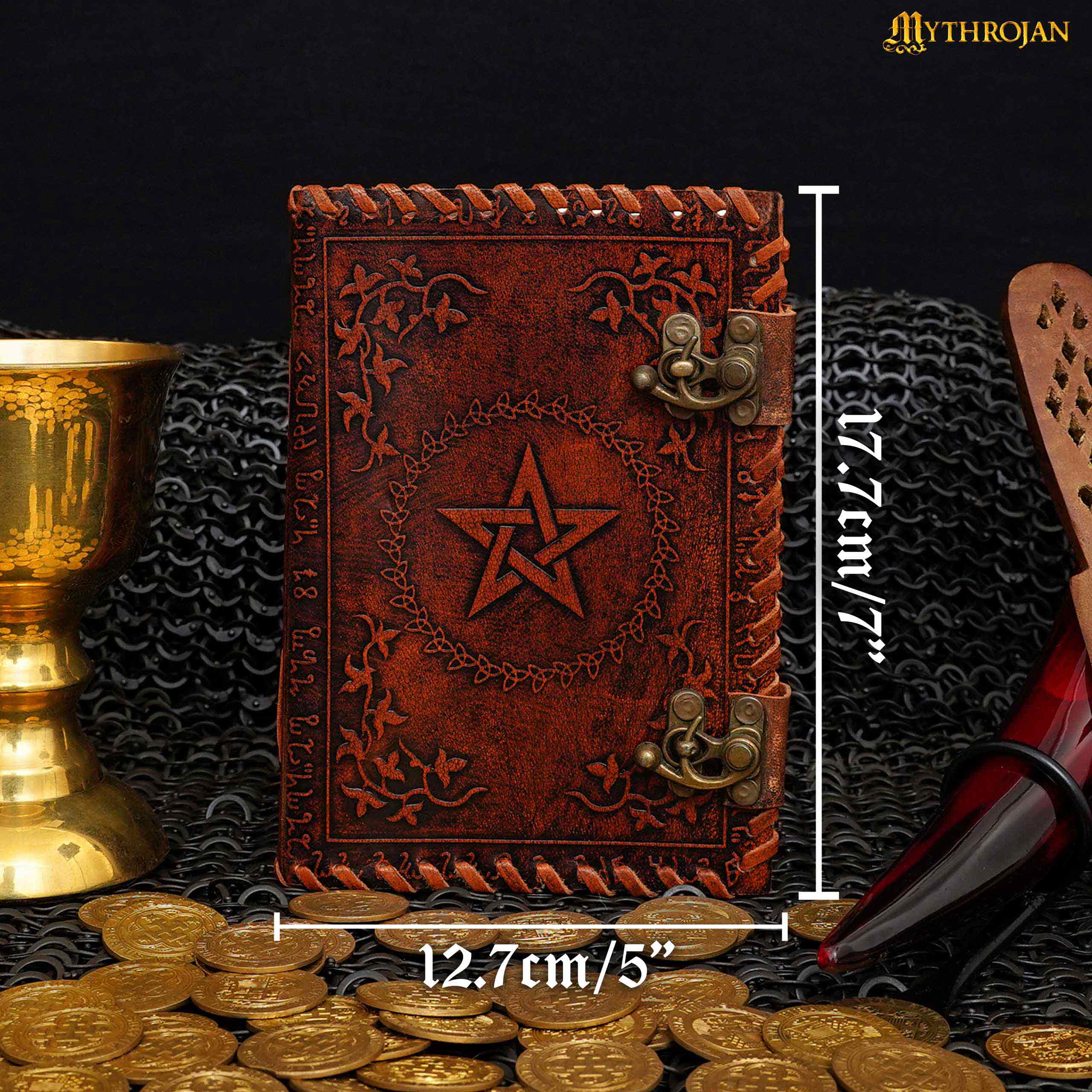 Mythrojan Medieval Brown Pentagram Vintage Handmade Leather DnD Fantasy Journal