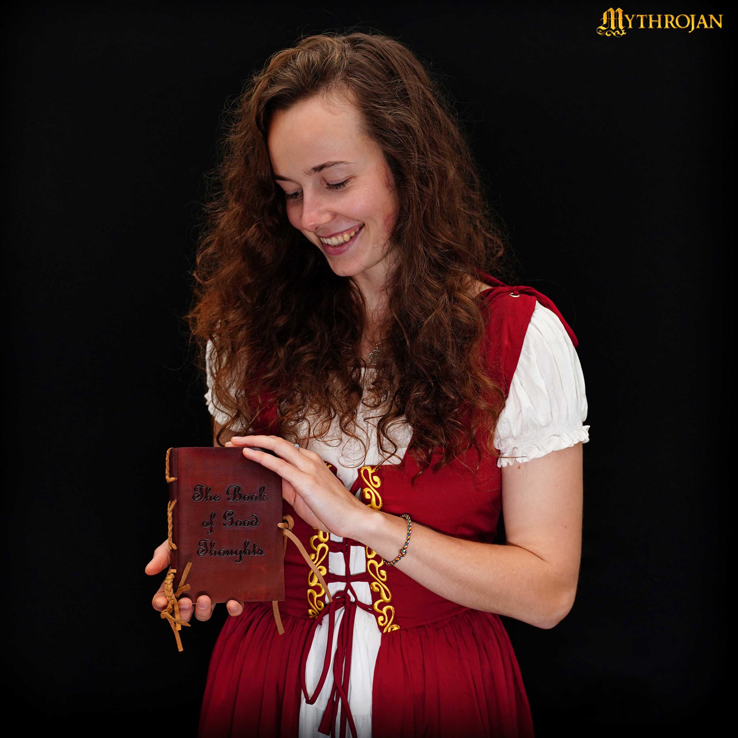 Mythrojan Medieval The Book of Good Thoughts Leather Journal Handmade Diary - Brown