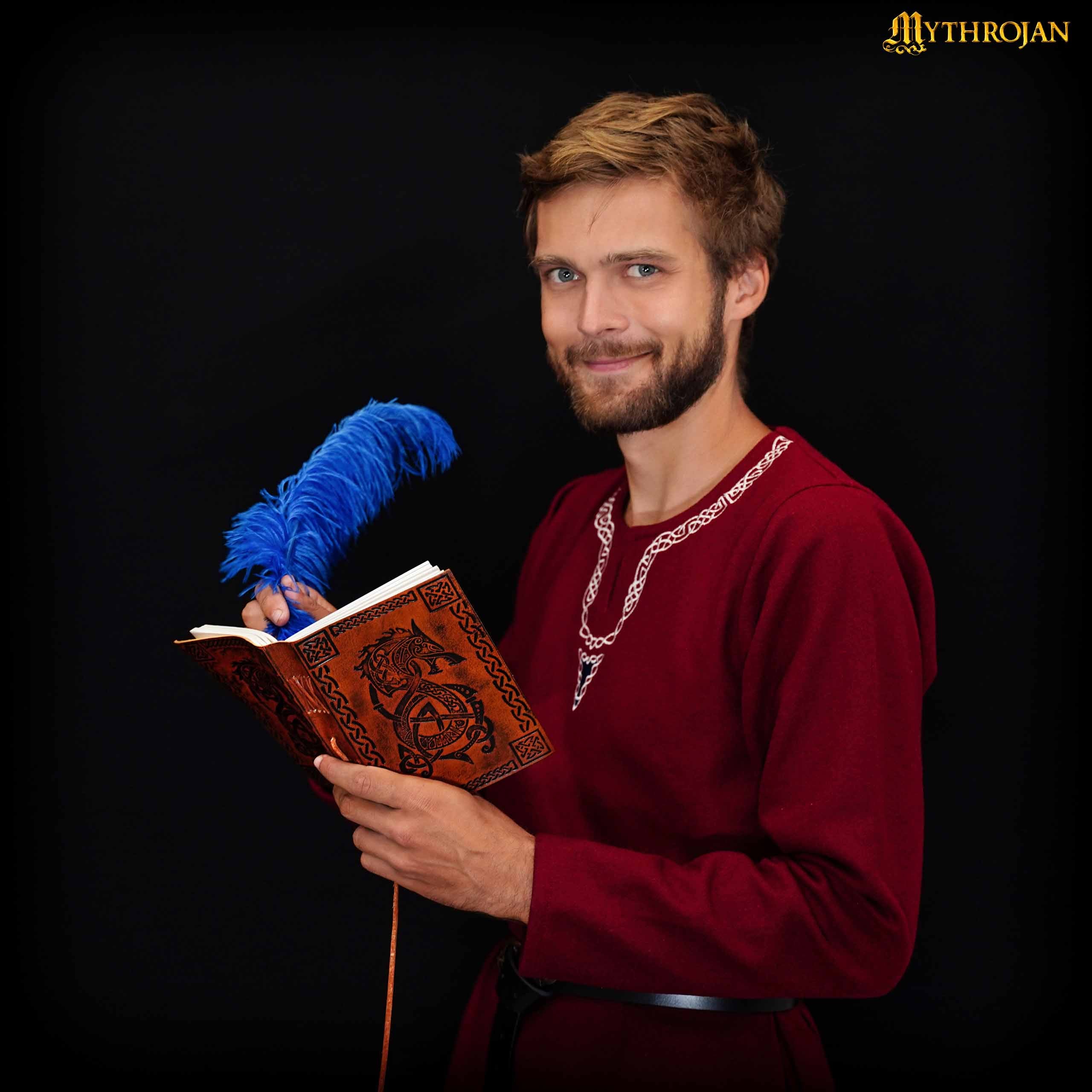 Mythrojan Handmade Vintage Leather Dragon Bound Journal Notebook Diary Sketchbook Travel Office Thought Blank Book Best Gift for Men & Women