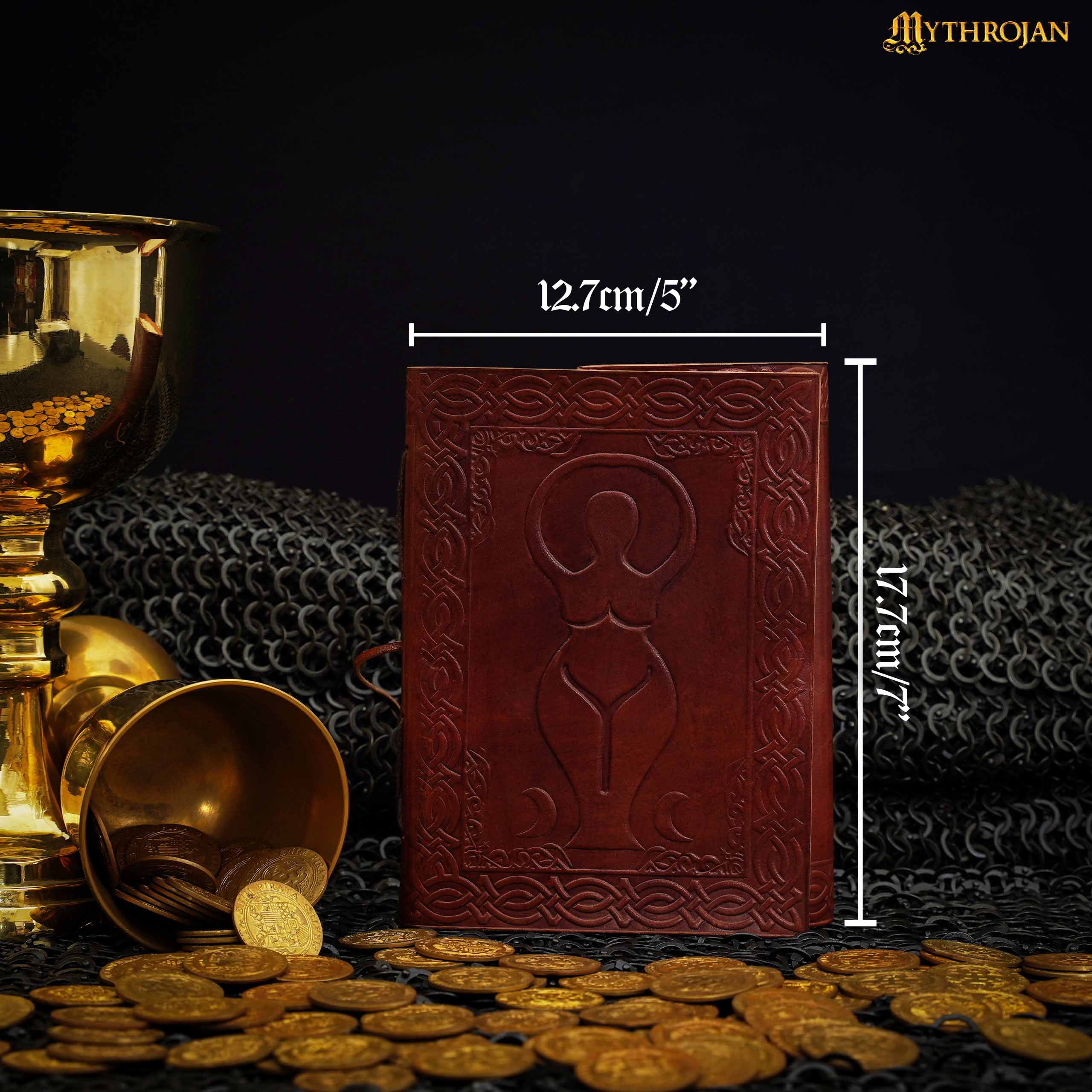 Mythrojan Medieval Goddess Leather Journal with String 5 x 7 inches Handmade Vintage Diary Notebook