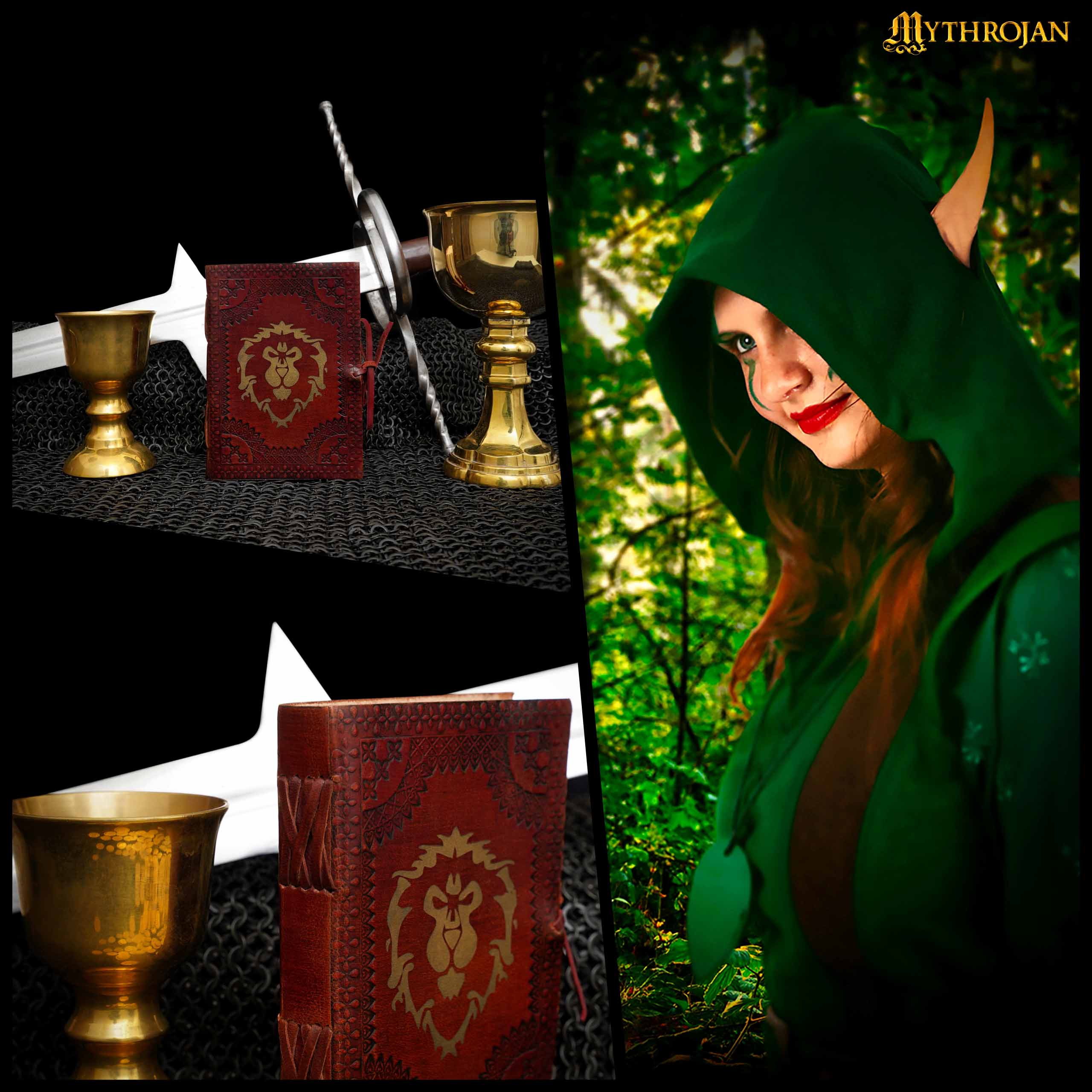 Mythrojan FOR THE ALLIANCE brown WARCRAFT EMBOSSED MEDIEVAL LEATHER JOURNAL 5 x 7 inches Diary Notebook