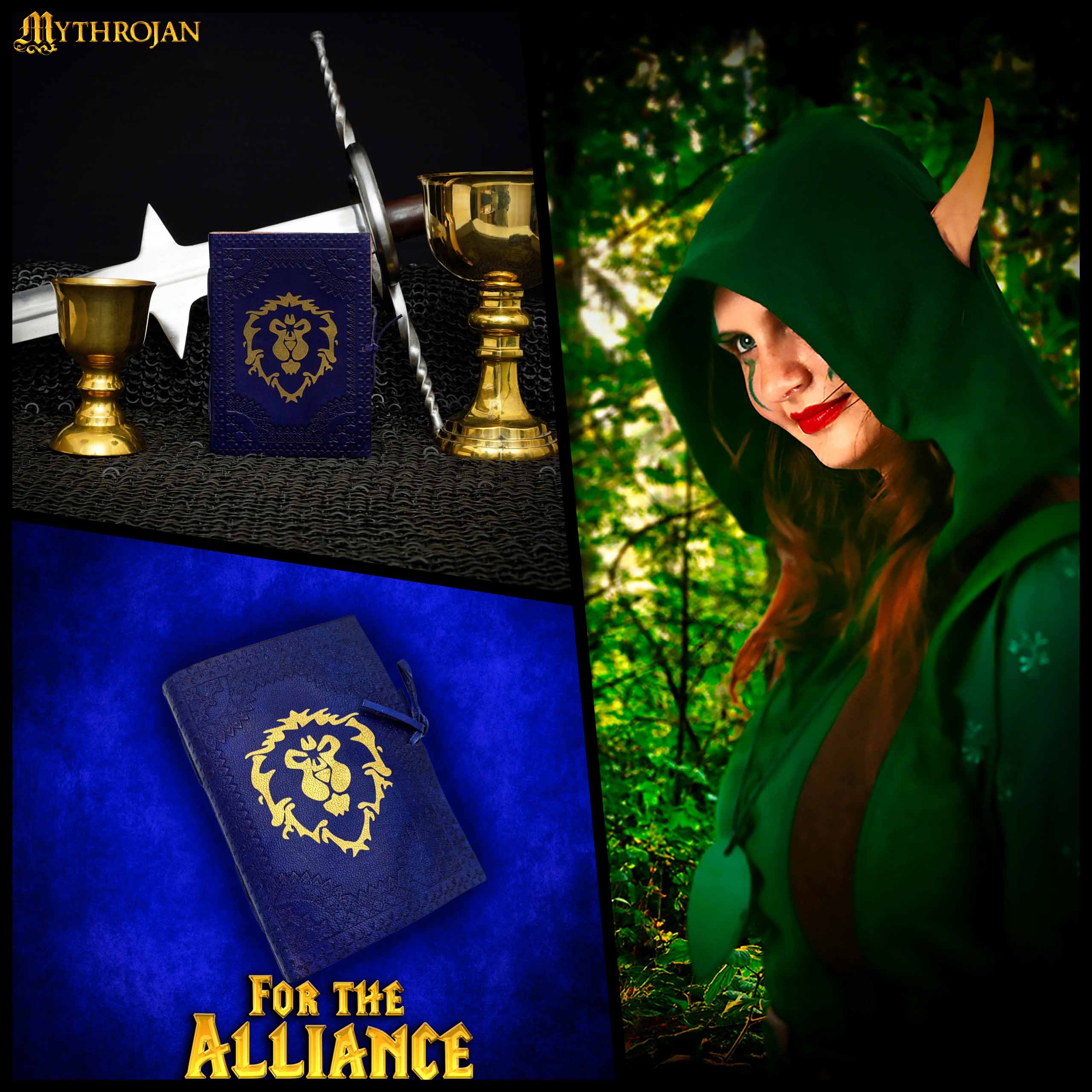 Mythrojan for The Alliance Blue Warcraft Embossed Medieval Leather Journal 5 x 7 inches Diary Notebook