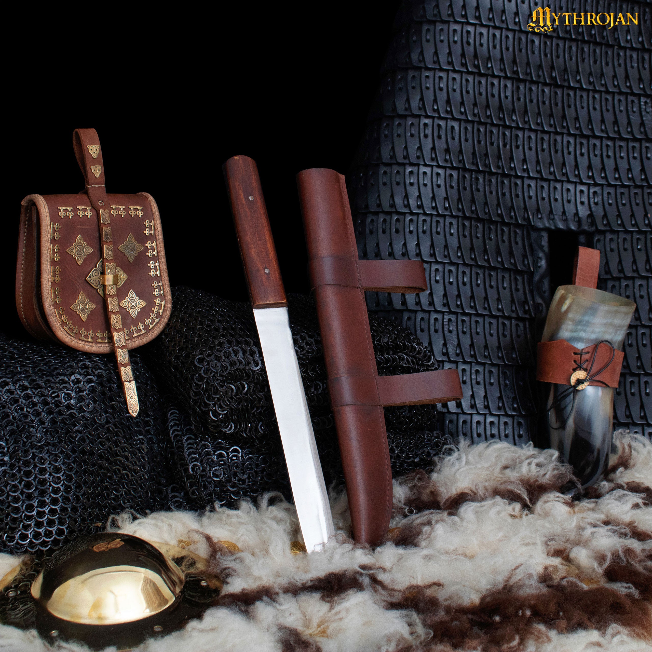 Mythrojan Viking Norse Hip Knife Vikings Seax Hand Forged Knife with Sheath 18