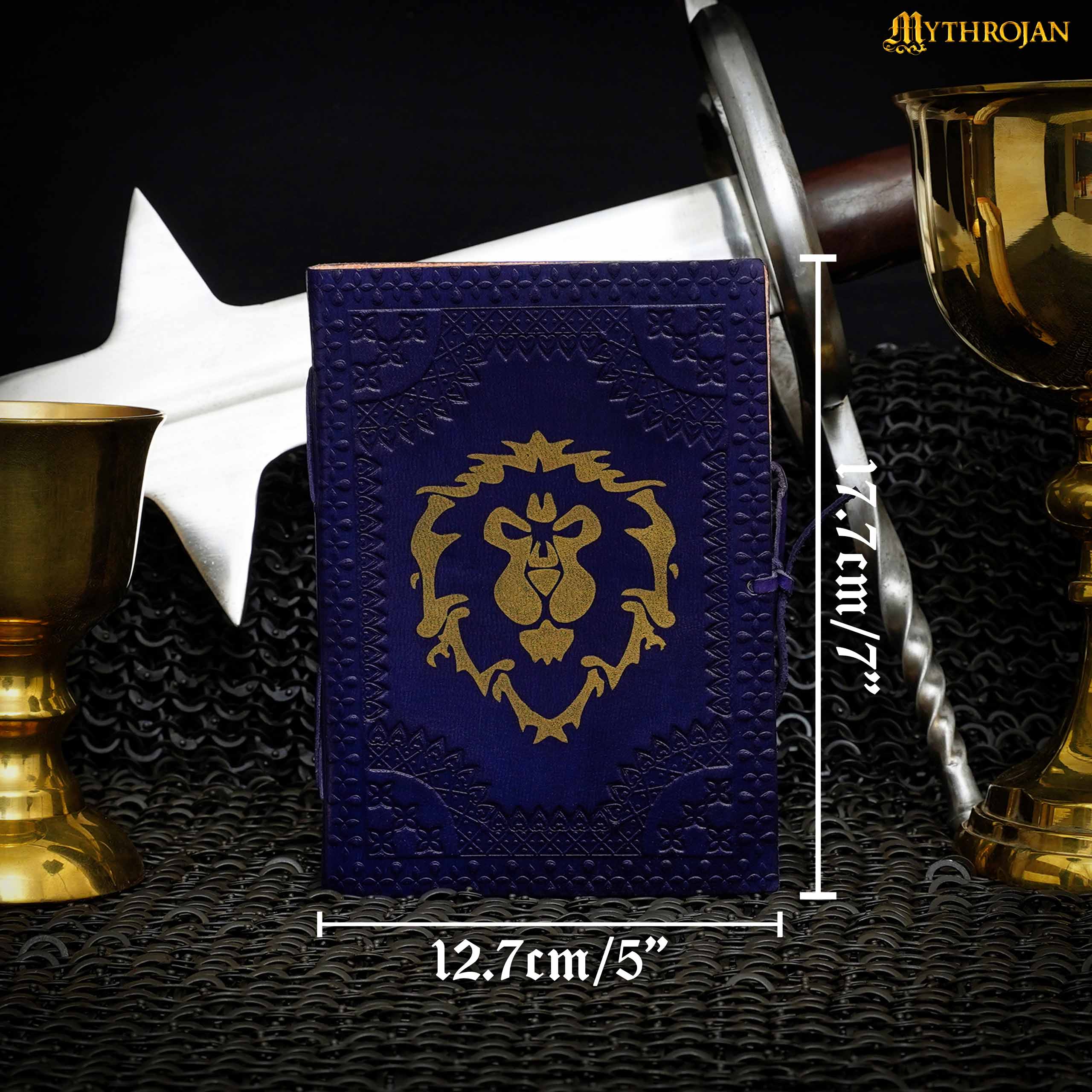 Mythrojan for The Alliance Blue Warcraft Embossed Medieval Leather Journal 5 x 7 inches Diary Notebook