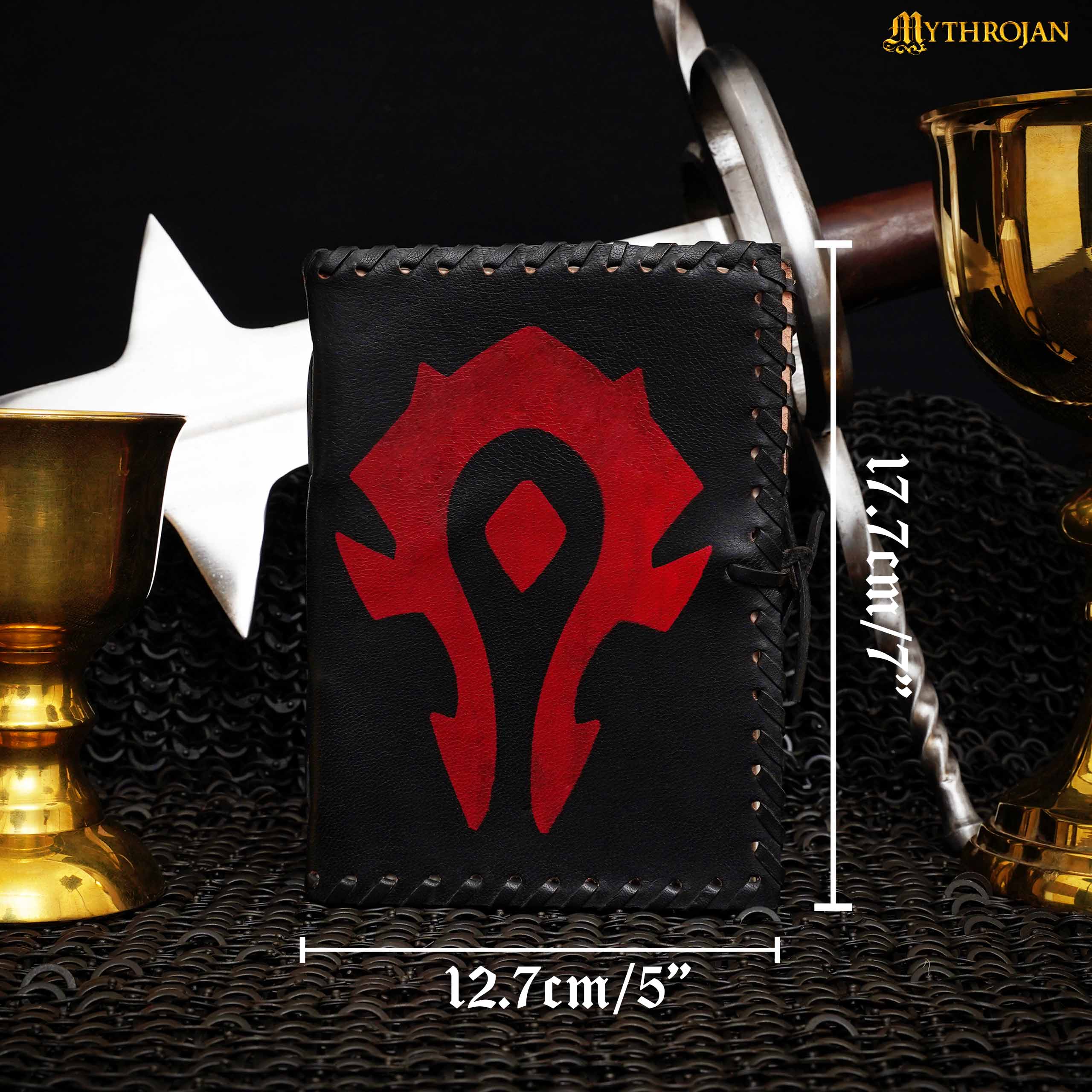 Mythrojan FOR THE HORDE Black WARCRAFT MEDIEVAL LEATHER JOURNAL 5 x 7 inches Diary Notebook