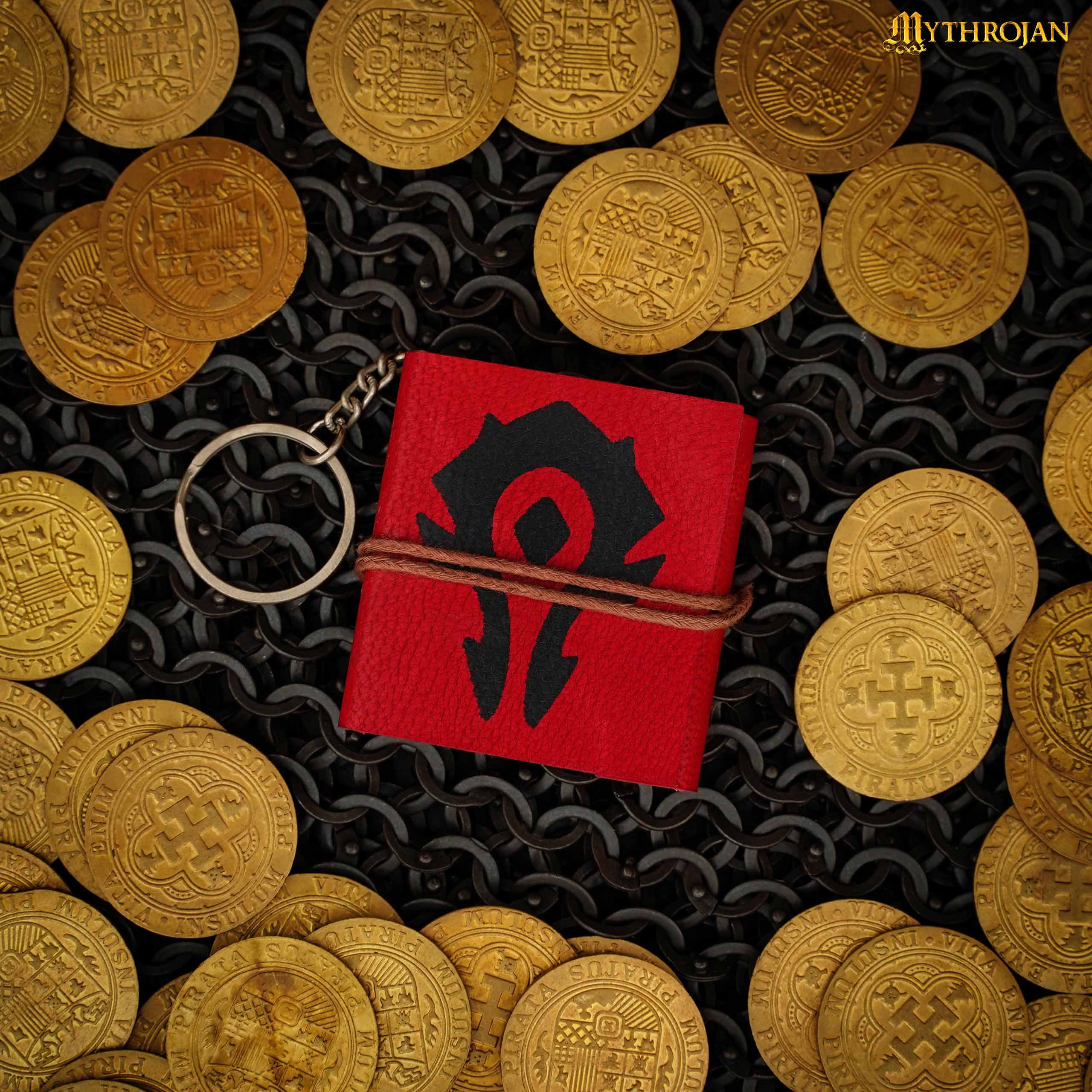 Mythrojan FOR THE HORDE Red WARCRAFT KEY RING MEDIEVAL LEATHER JOURNAL Rustic Vintage Diary Notebook