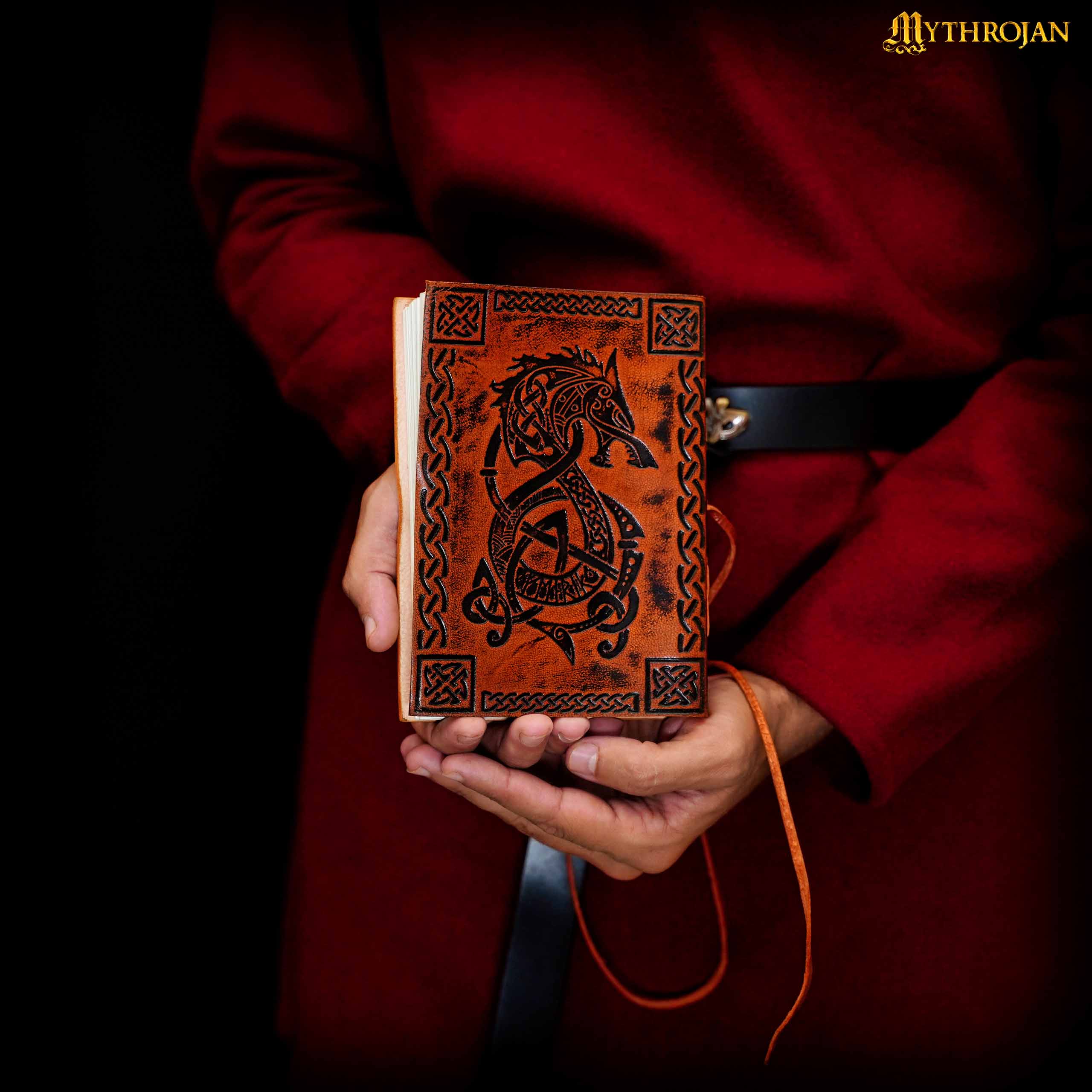 Mythrojan Handmade Vintage Leather Dragon Bound Journal Notebook Diary Sketchbook Travel Office Thought Blank Book Best Gift for Men & Women