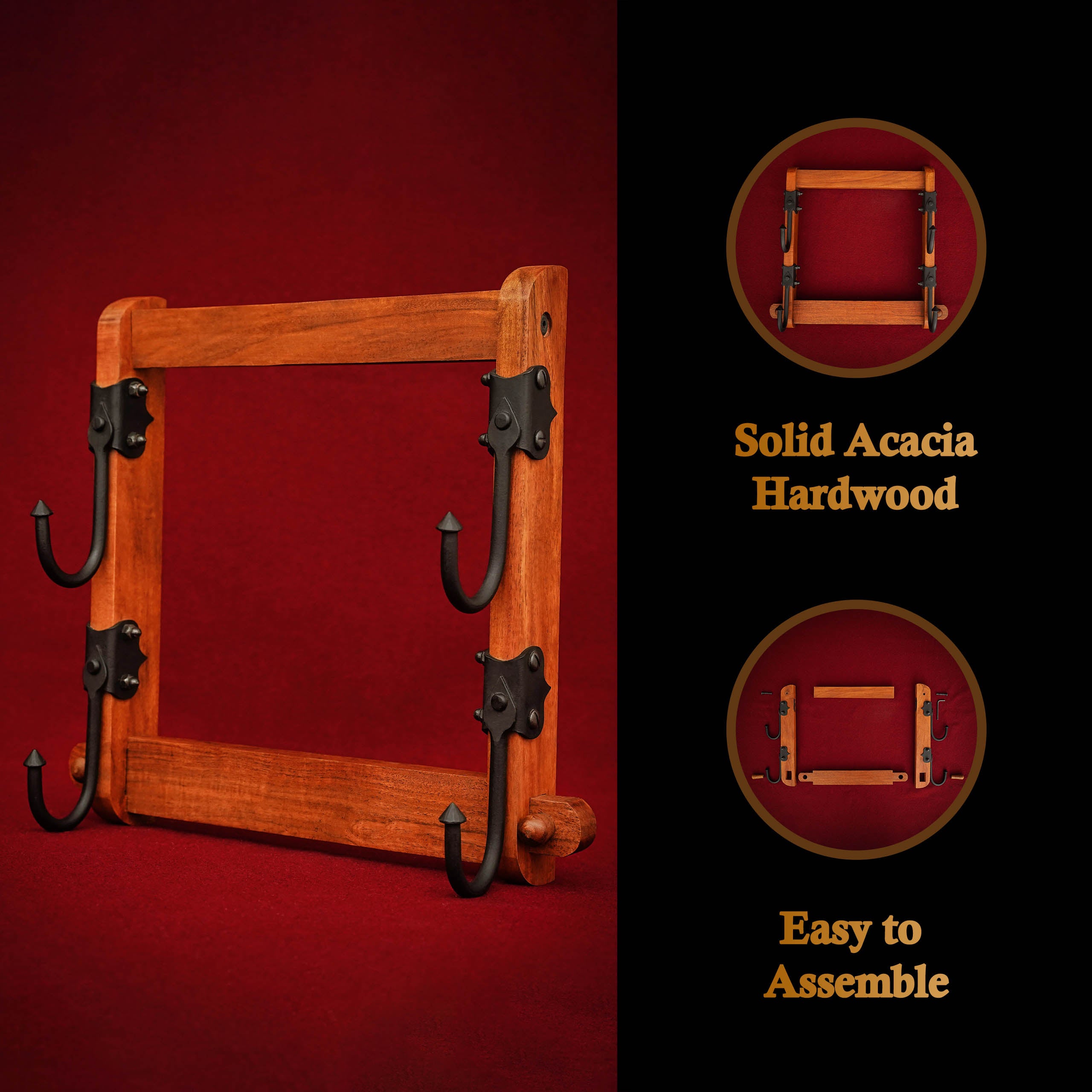 Mythrojan Solid Wood Two Tier Stand with iron hooks