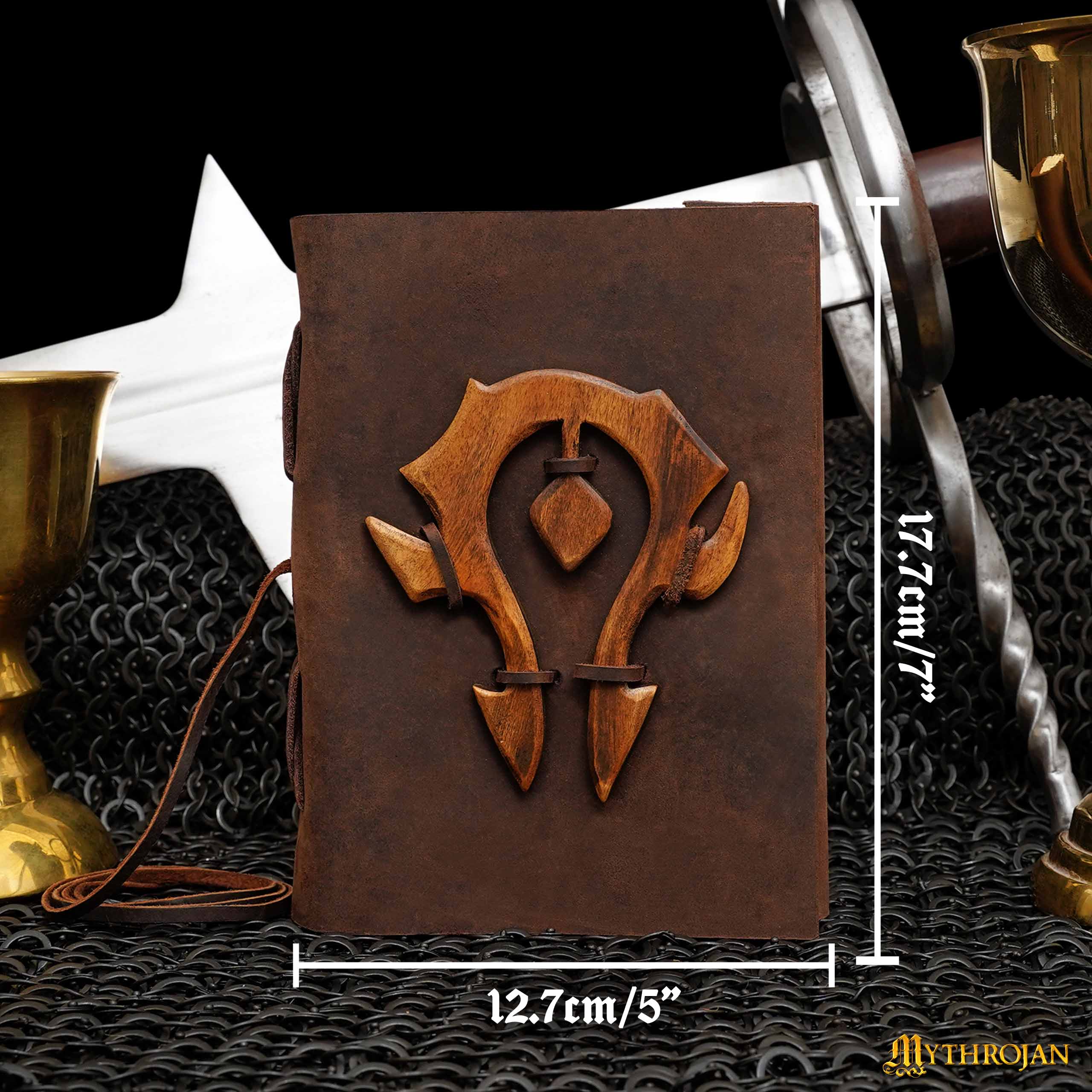 Mythrojan For THE HORDE Brown WARCRAFT MEDIEVAL LEATHER JOURNAL 7 x 5 inches Handmade Vintage Leather Journal Notebook