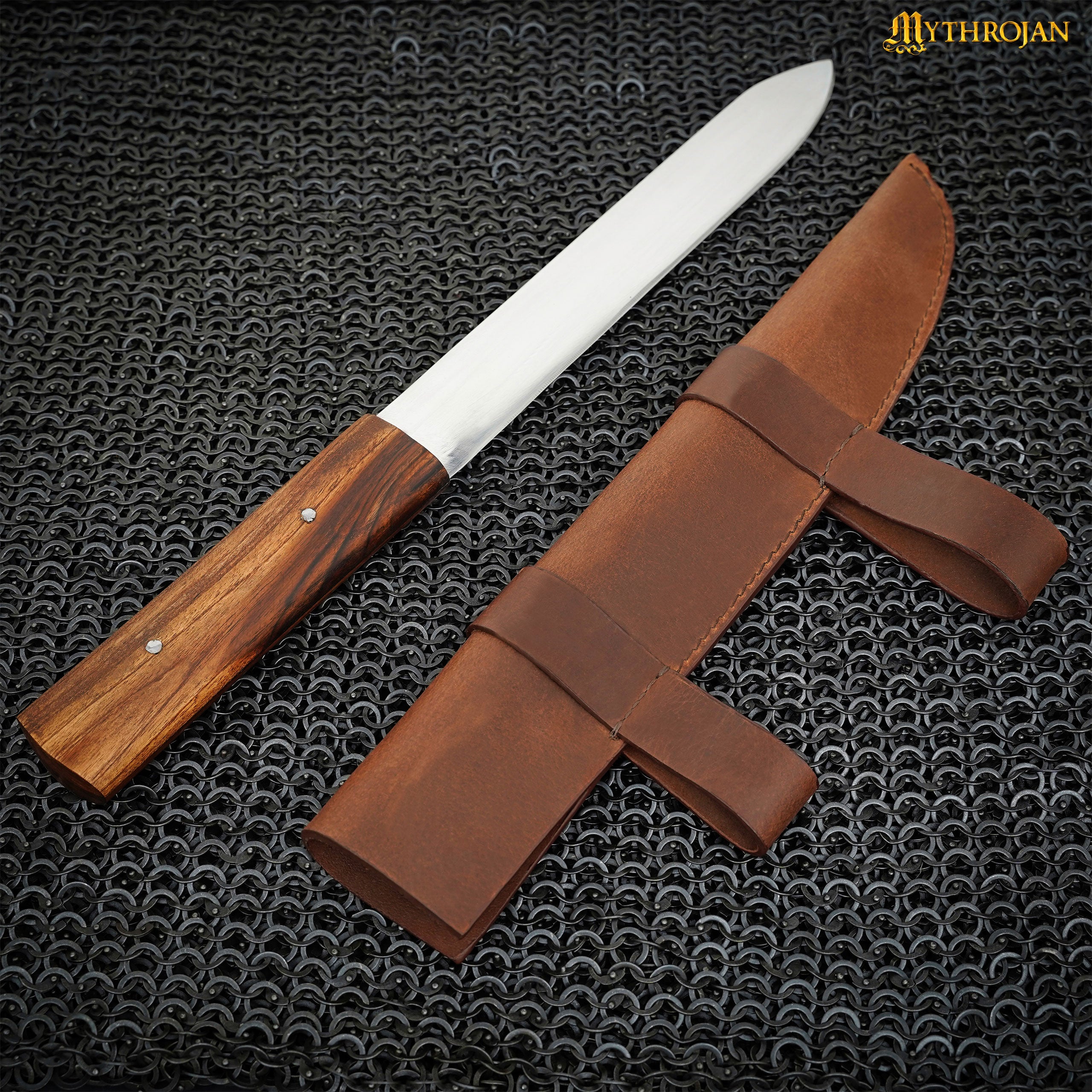 Mythrojan Viking Norse Hip Knife Vikings Seax Hand Forged Knife with Sheath 18