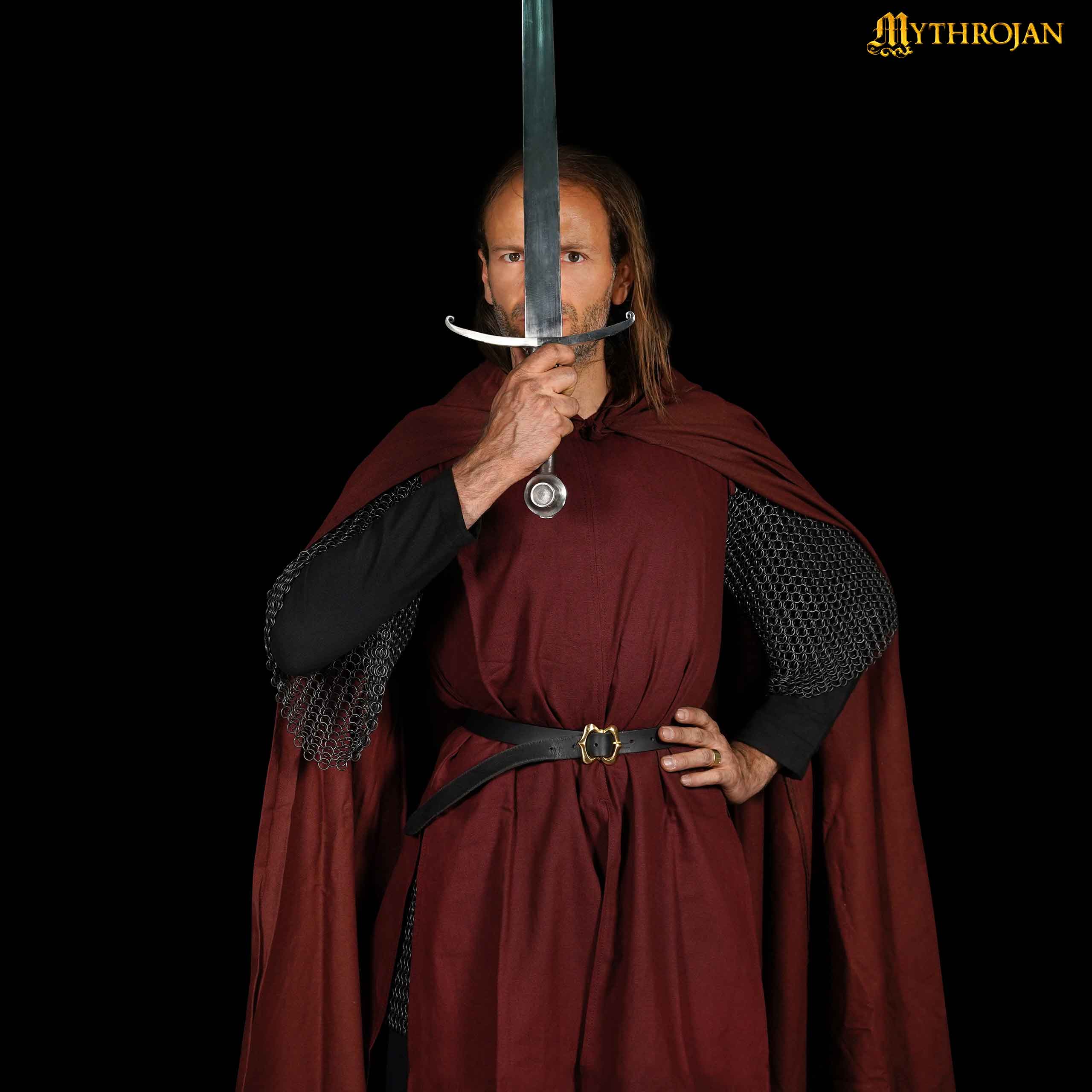 Mythrojan “Medieval Scout” Canvas Cloak/ Cape 100% Cotton Medieval Viking Knight SCA LARP, Black, Large