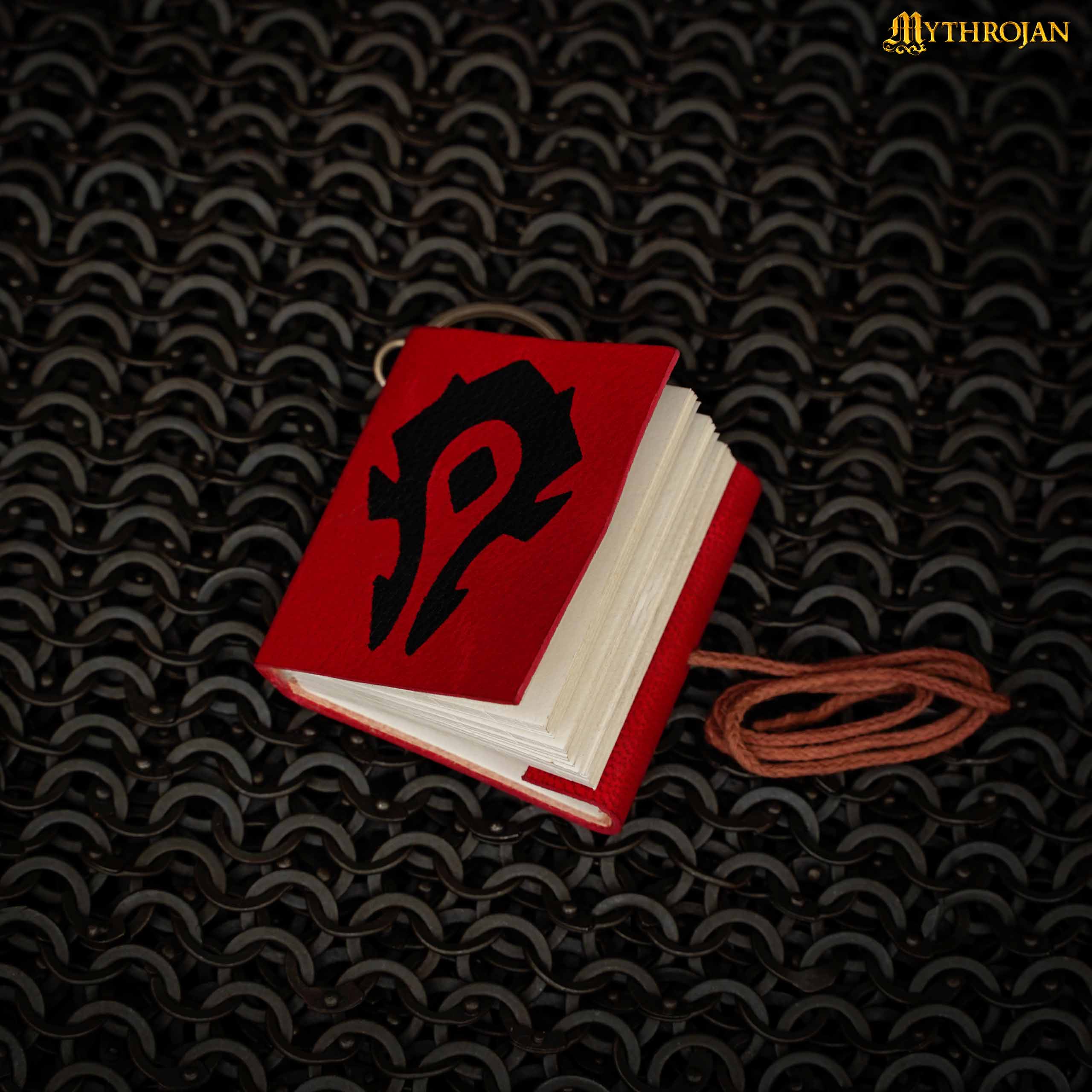 Mythrojan FOR THE HORDE Red WARCRAFT KEY RING MEDIEVAL LEATHER JOURNAL Rustic Vintage Diary Notebook