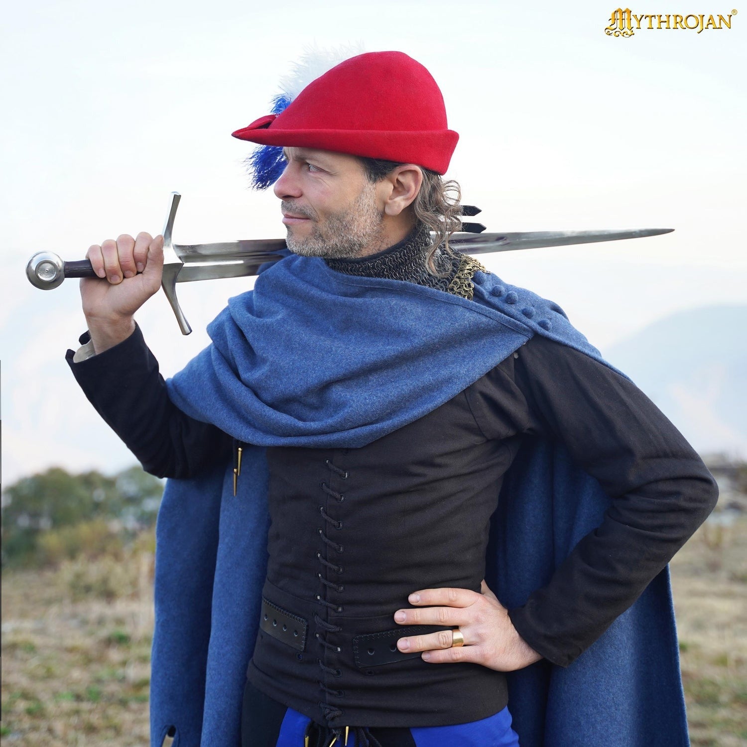 Bocksten Man woolen medieval cloak : 14th-15th century historical 100% recycle wool cape