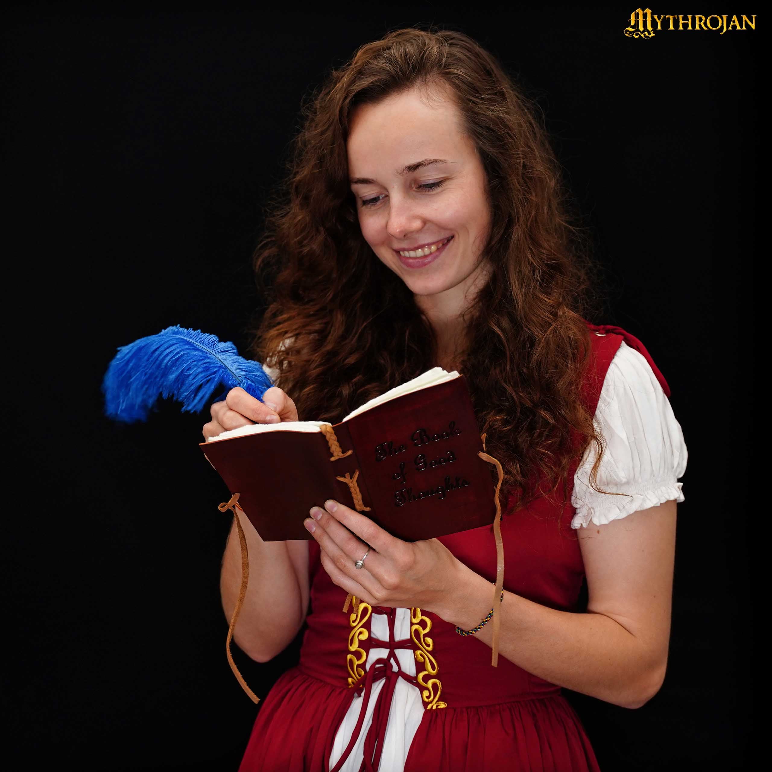 Mythrojan Medieval The Book of Good Thoughts Leather Journal Handmade Diary - Brown