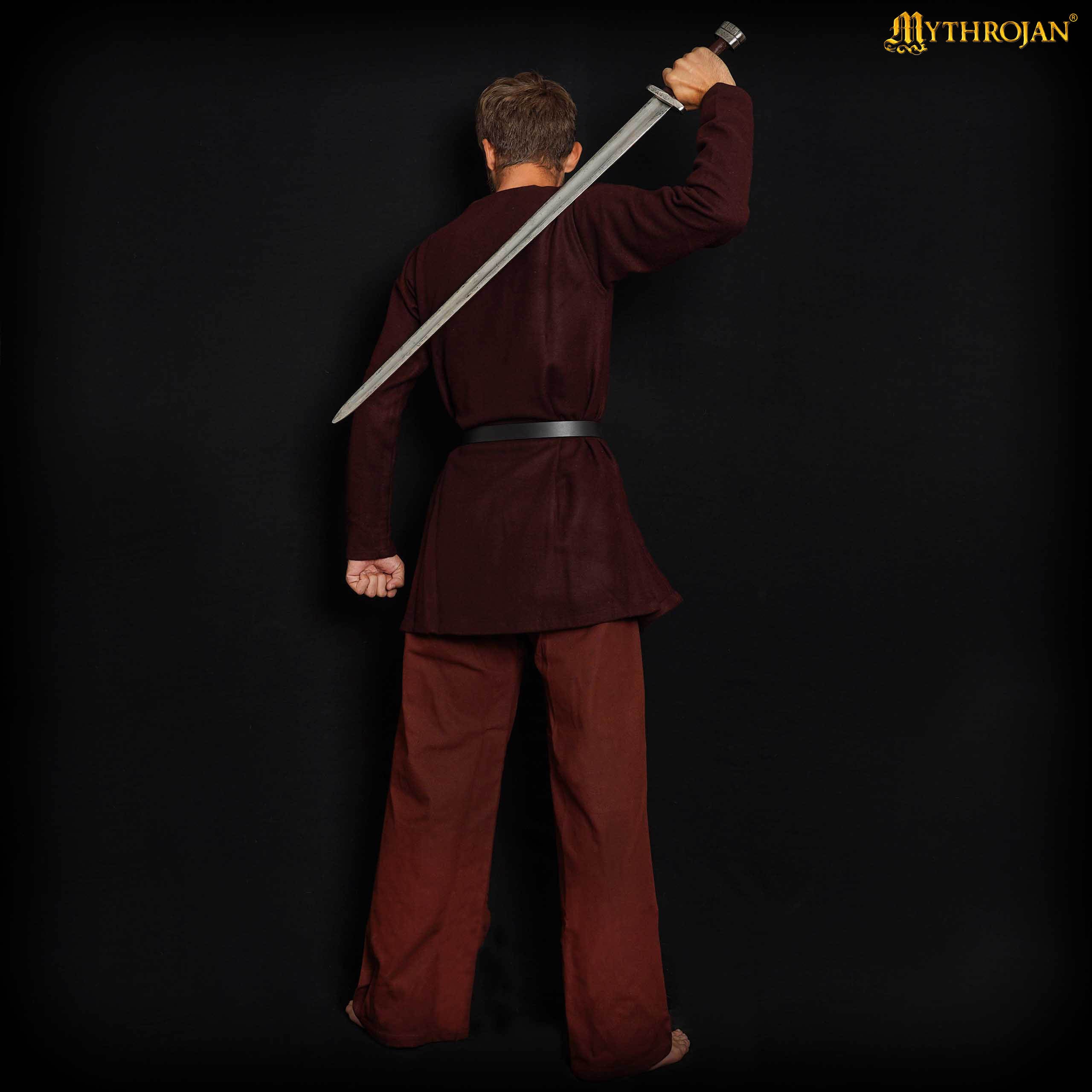 Mythrojan WARRIOR CANVAS TROUSERS Medieval Viking Knight Pirate Cotton, Brown
