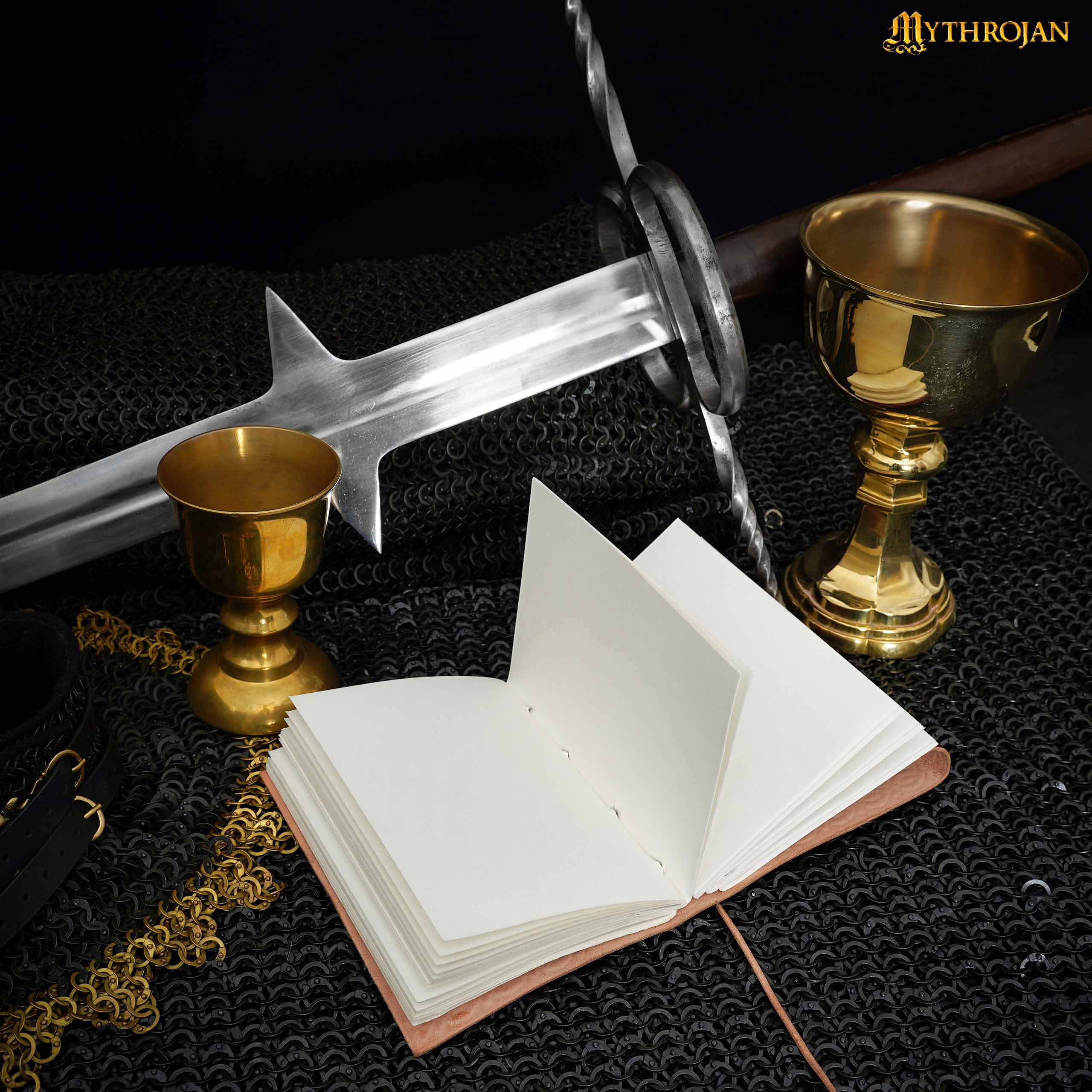 Mythrojan Medieval Goddess Leather Journal with String 5 x 7 inches Handmade Vintage Diary Notebook