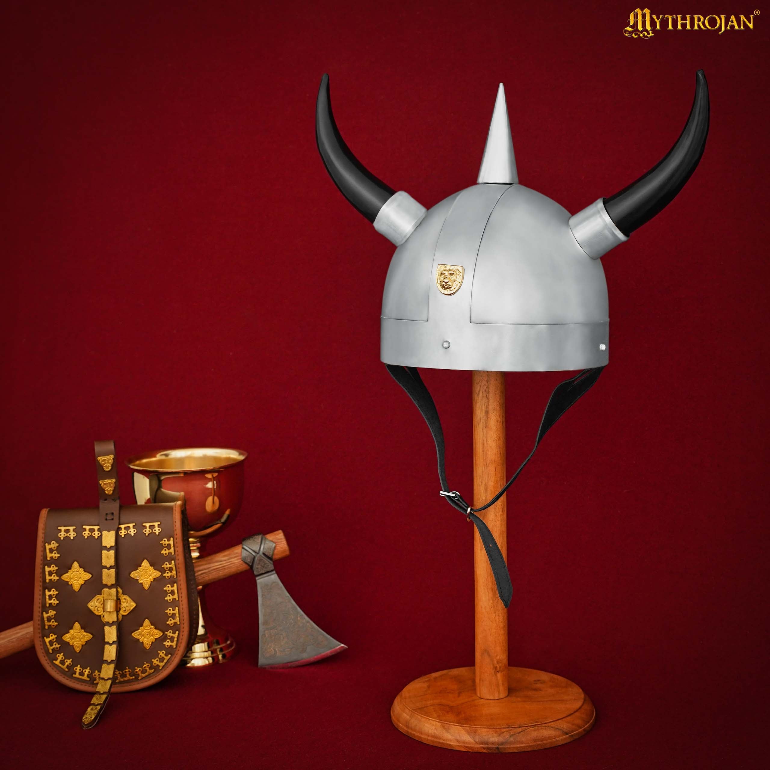 Viking Warrior Steel Helmet with Horns Norse Medieval Costume Stage Prop LARP