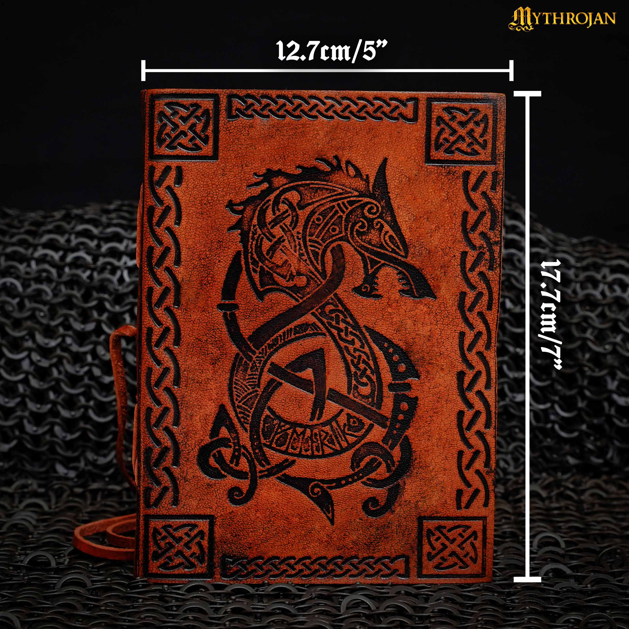 Mythrojan Handmade Vintage Leather Dragon Bound Journal Notebook Diary Sketchbook Travel Office Thought Blank Book Best Gift for Men & Women