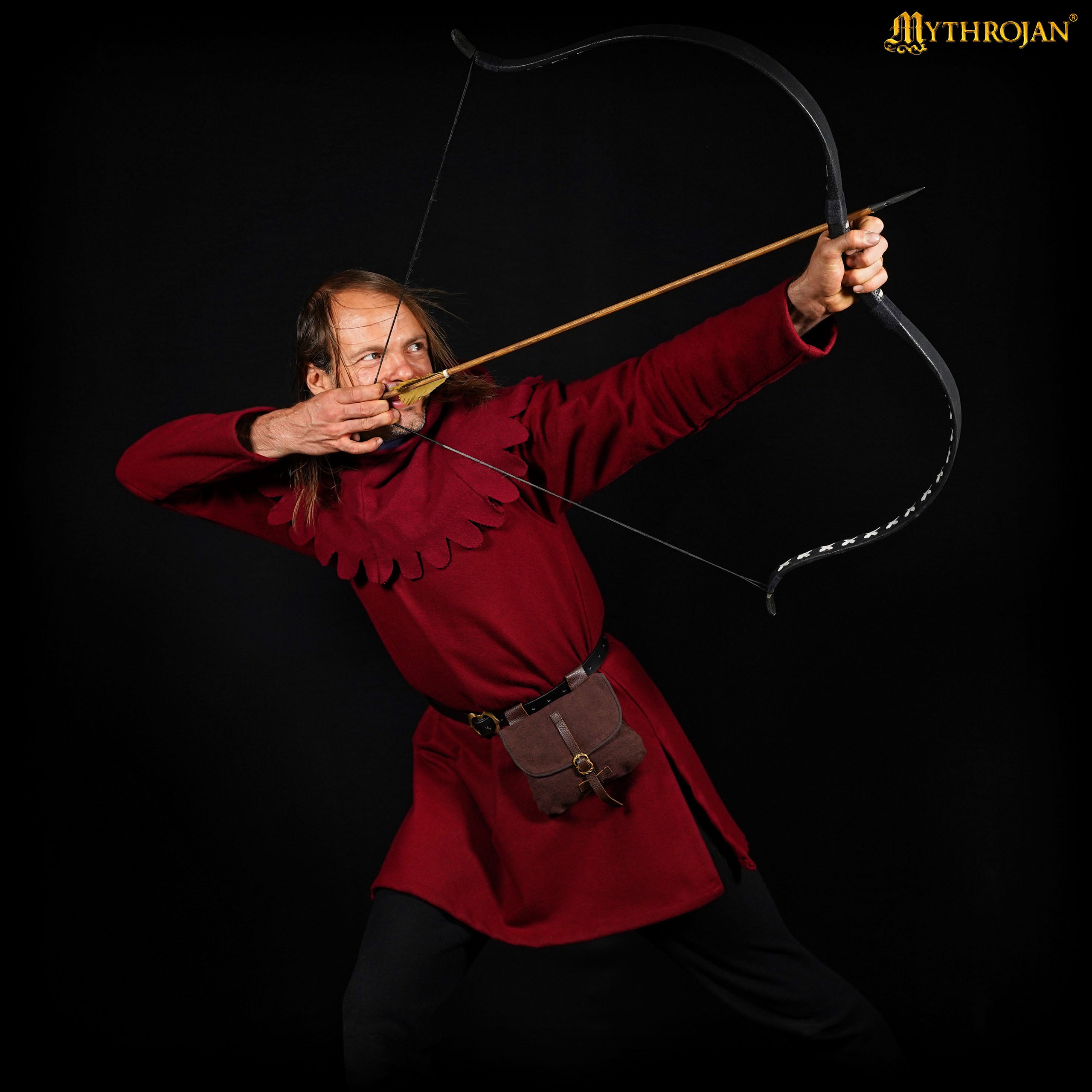 Mythrojan Late Medieval Belt Bag, Ideal for SCA LARP Reenactment & Ren fair, Handwoven Canvas , Brown , 6.2 ”× 7 ”