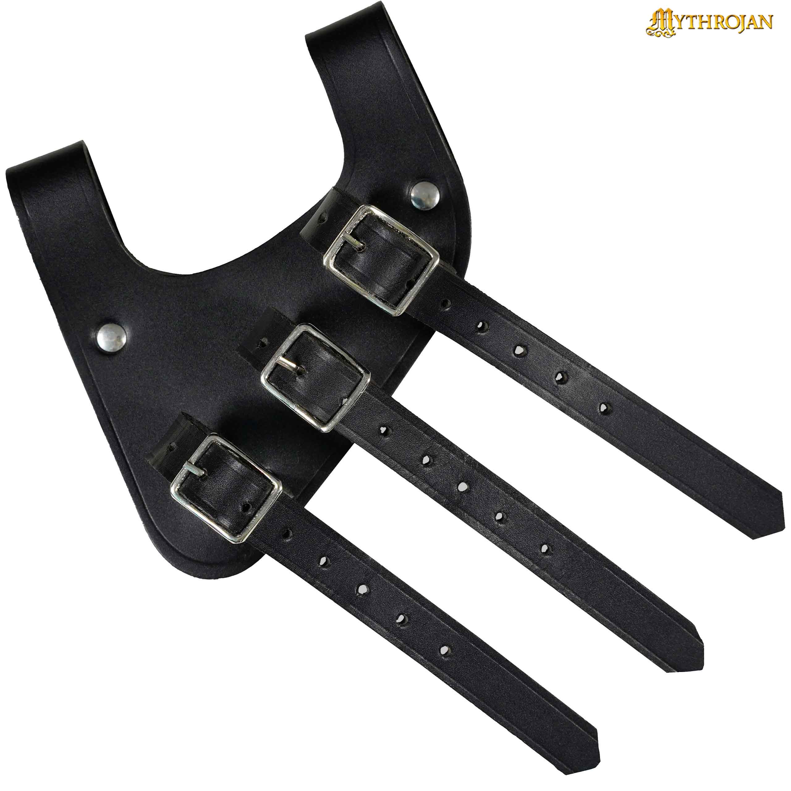 Mythrojan Renaissance Leather Sword Frog LARP Costume Accessory Rapier Knight Sword Belt - Black