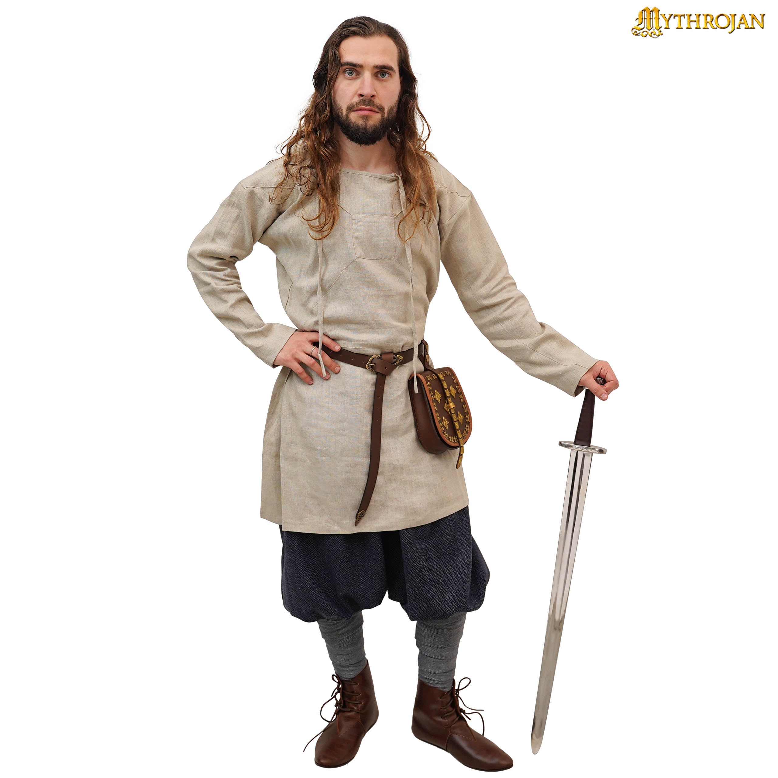 Viborg Viking shirt 100% Baltic Linen with Historical cut : Ideal for Viking warrior and shieldmaiden costume for LARP, living history & Reenactment