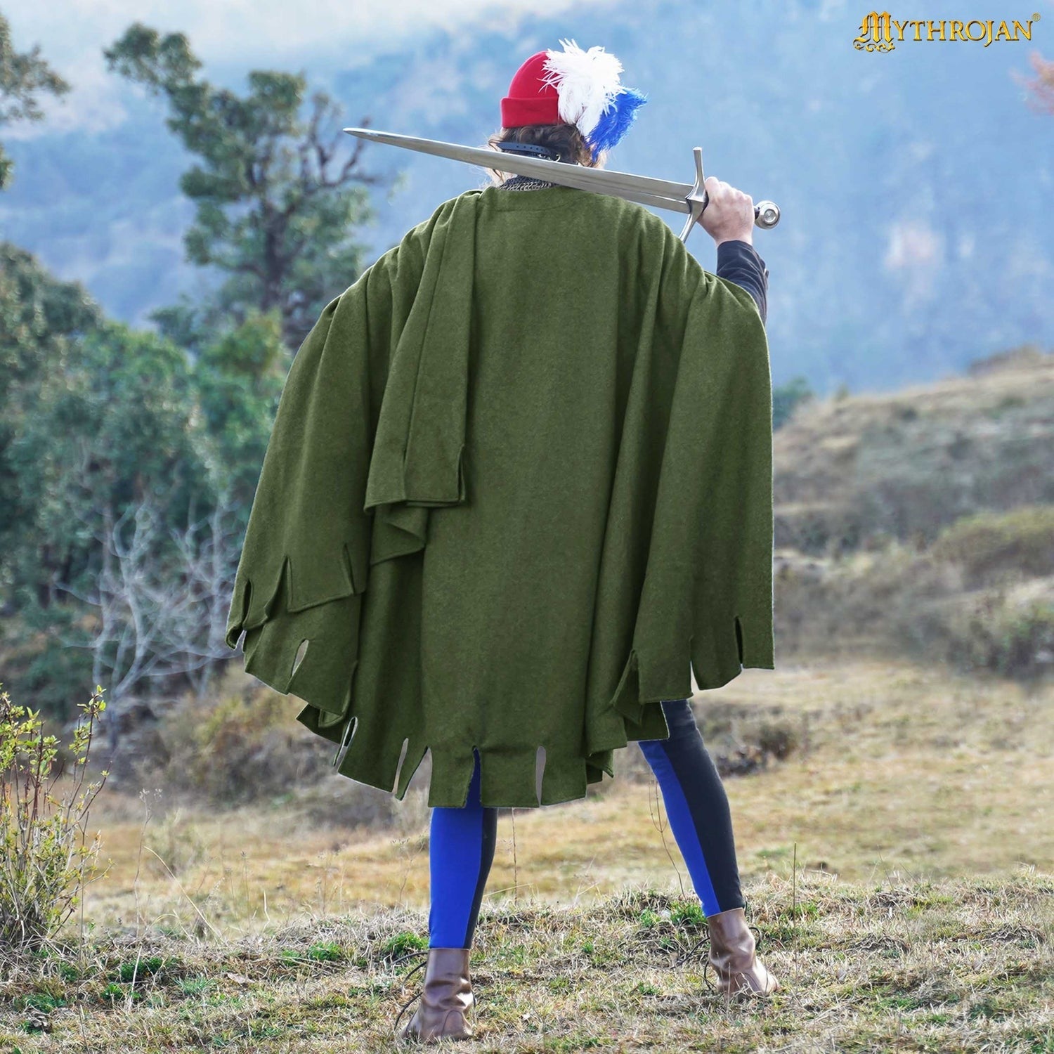 Bocksten Man woolen medieval cloak : 14th-15th century historical 100% recycle wool cape
