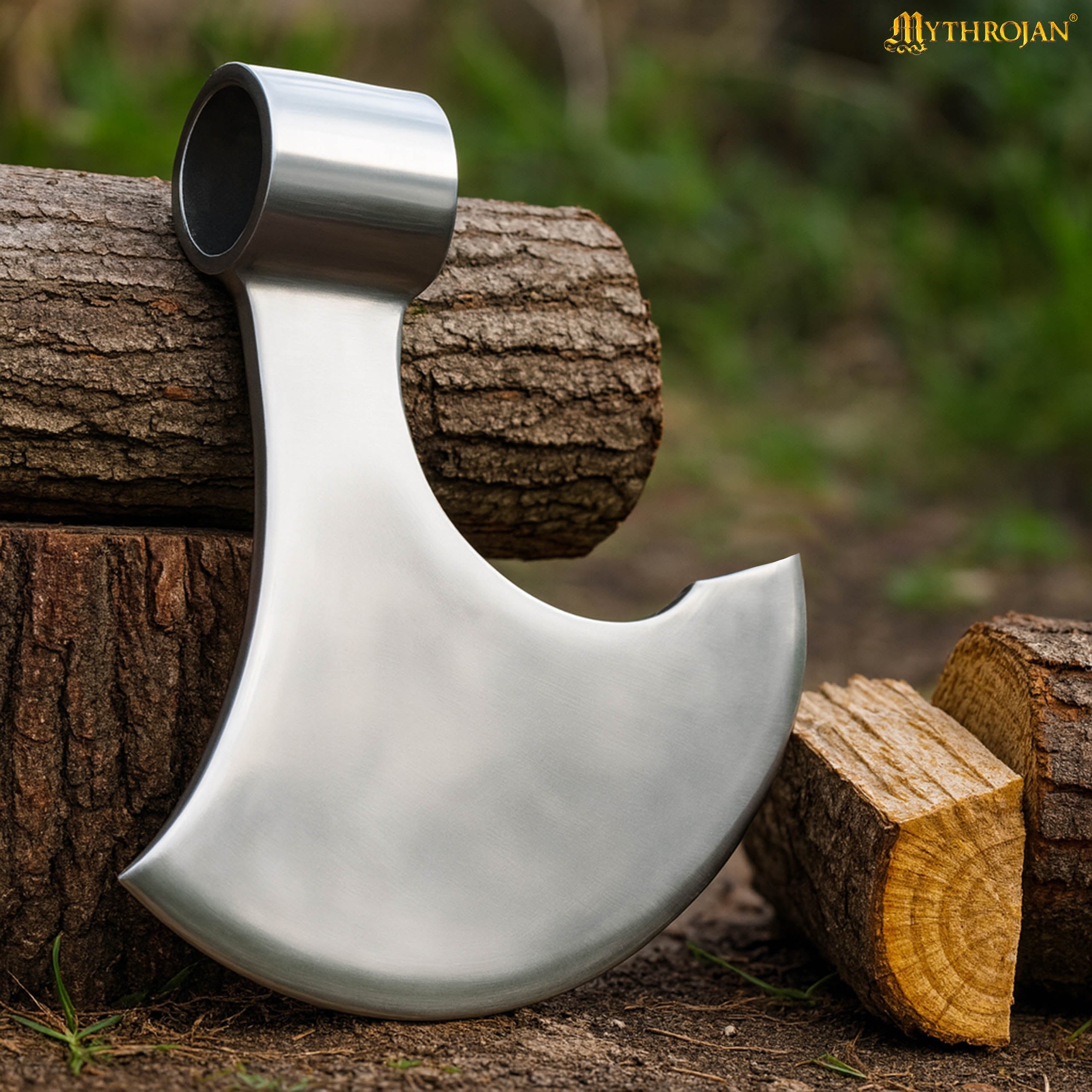 Mythrojan Medieval Viking Bearded Battle Axe Head LARP Costume Steel
