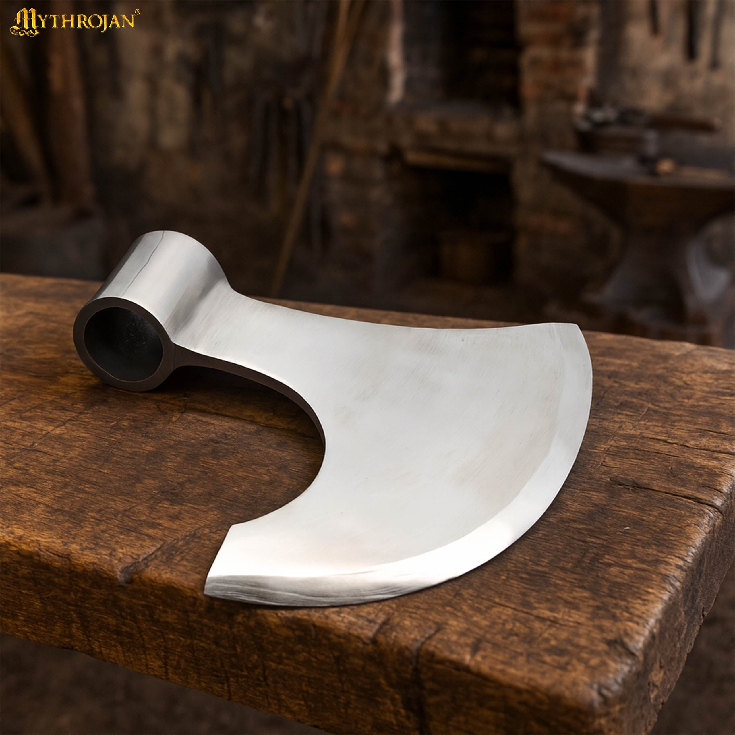 Mythrojan Medieval Viking Bearded Battle Axe Head LARP Costume Steel
