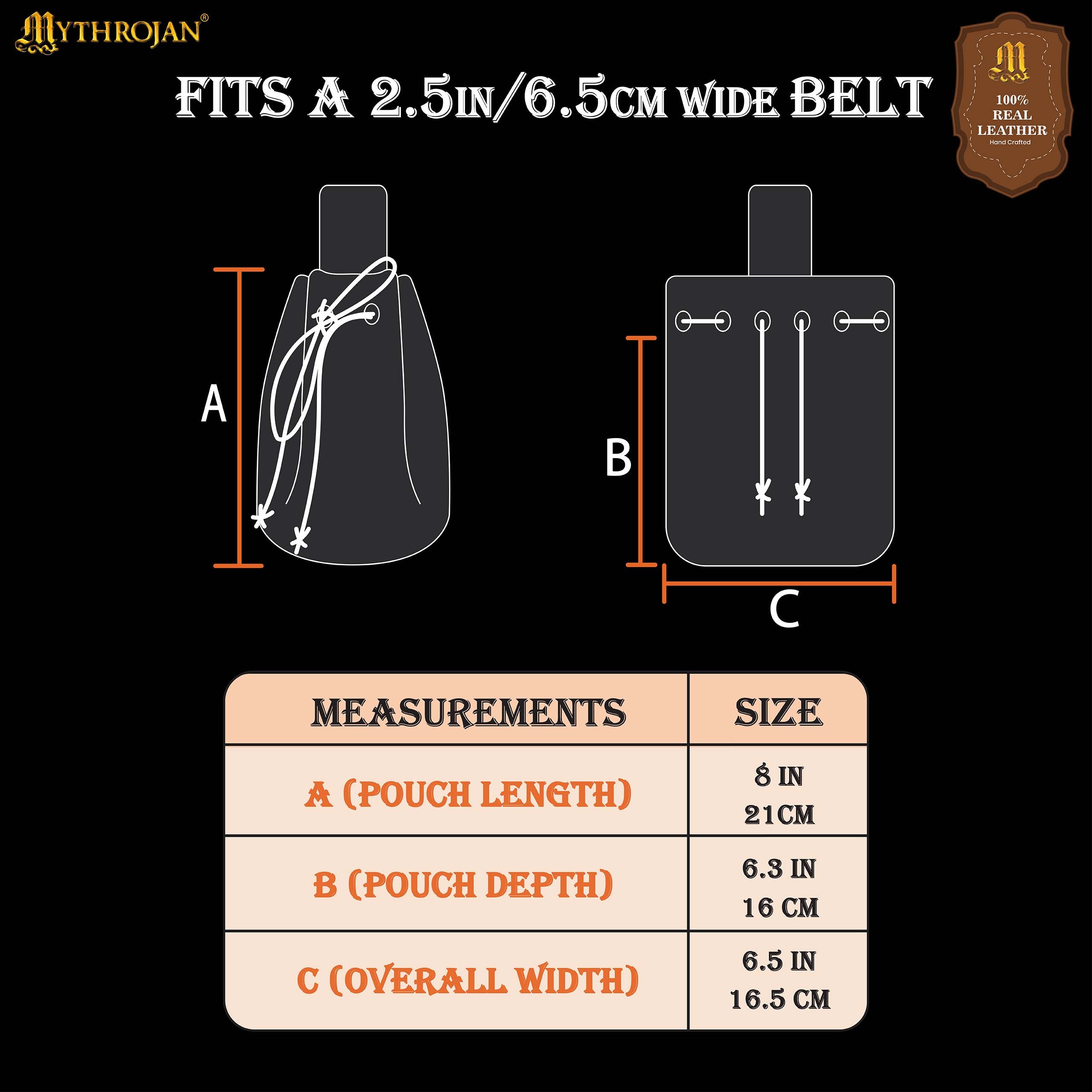 Mythrojan Medieval Drawstring Belt Bag, Ideal for SCA LARP Reenactment & Ren Fair, Suede Leather, Dark Blue, 8”×6.5”