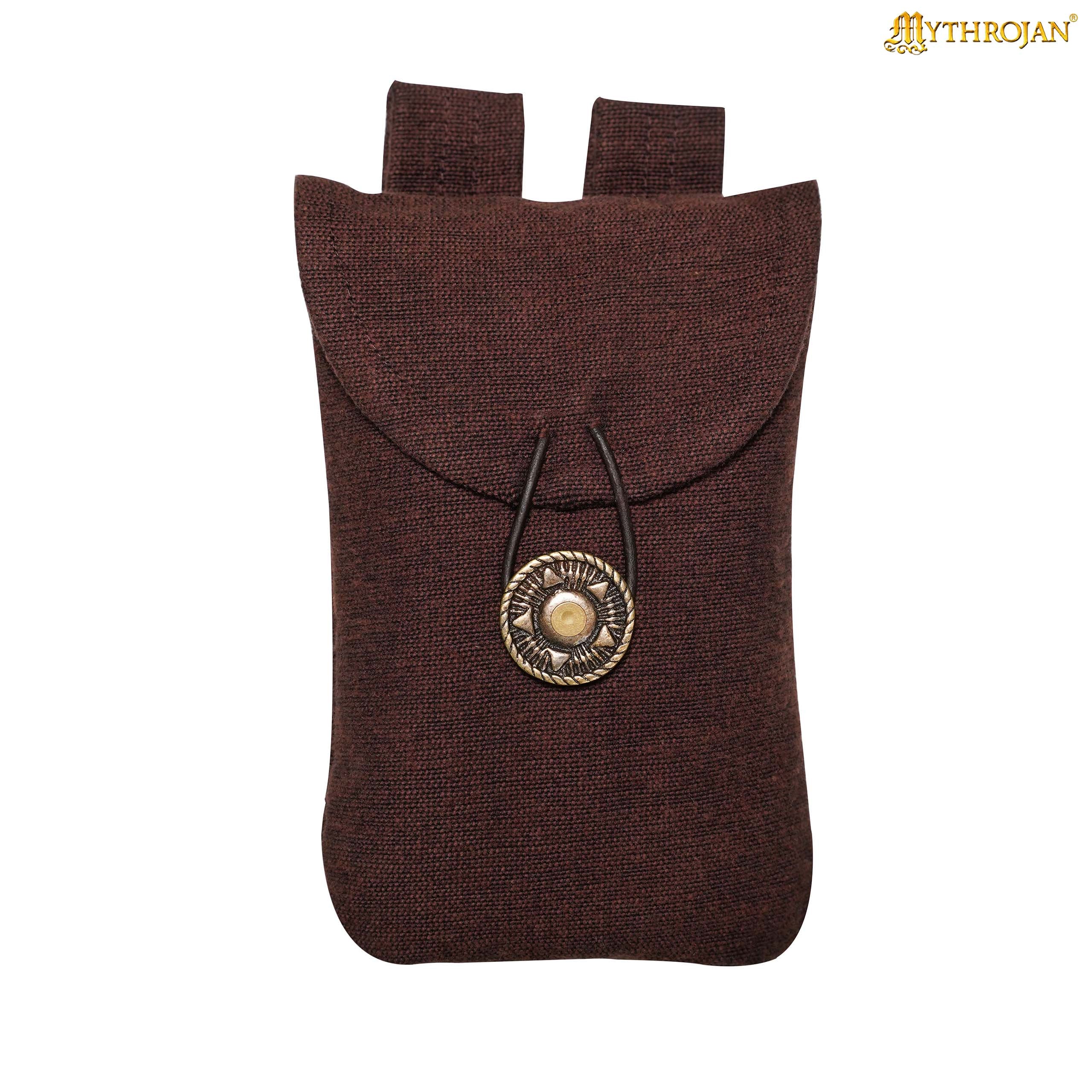 Mythrojan Large Suede Belt Bag, Ideal for SCA LARP Reenactment & Ren fair, Suede Leather, Citrus , 7.2 ”× 4.7 ”
