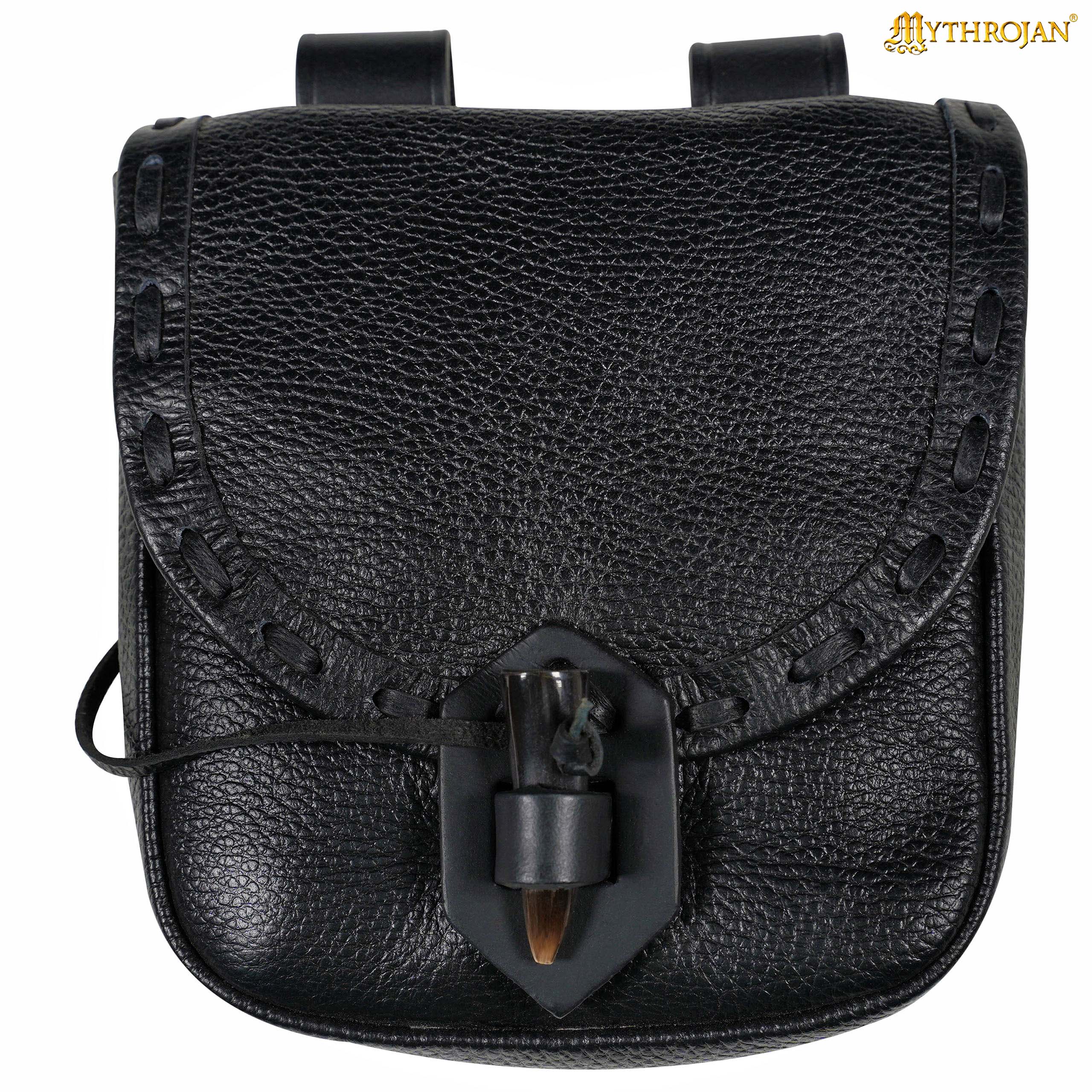 Mythrojan The Adventurer’s Belt Bag with Horn Toggle Black