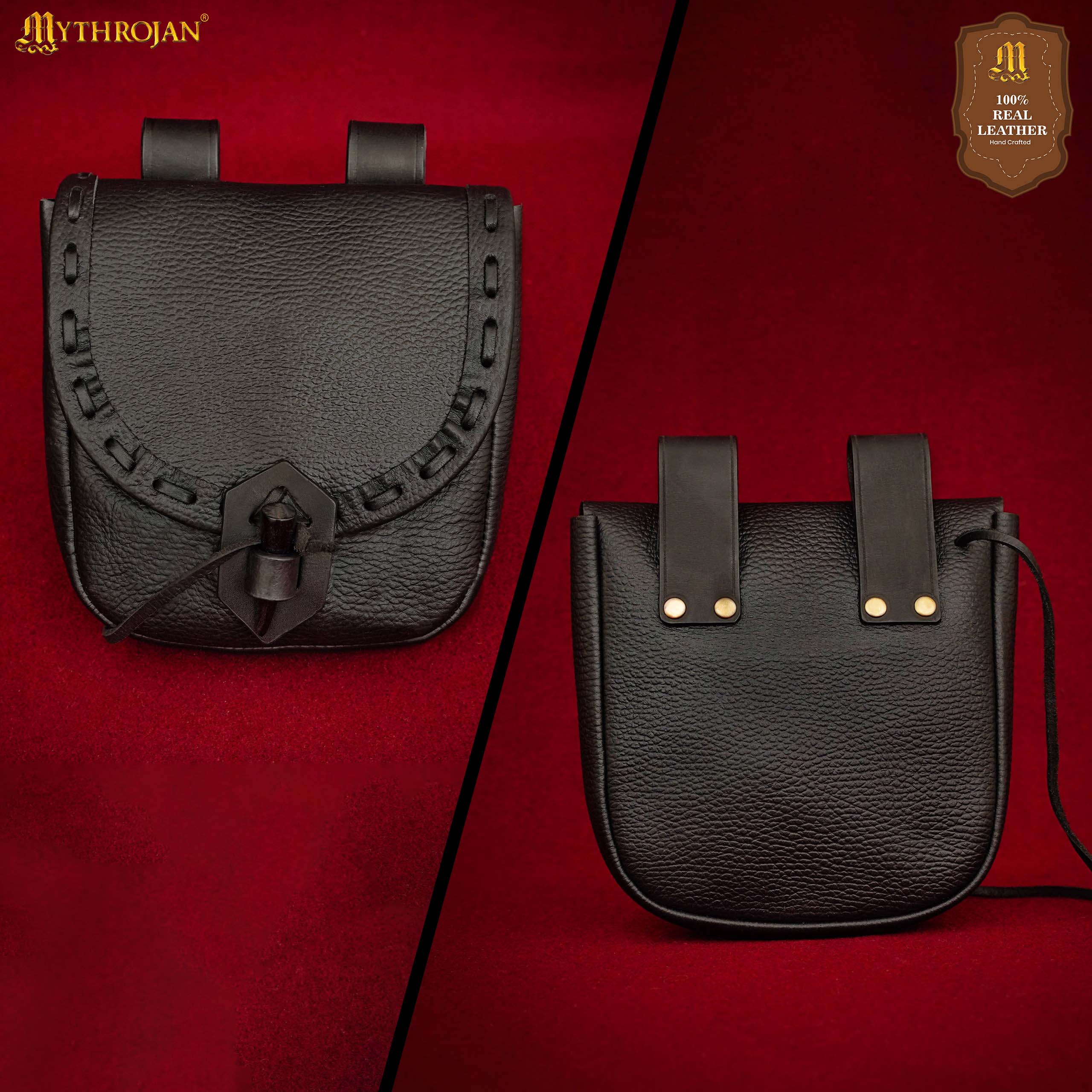 Mythrojan The Adventurer’s Belt Bag with Horn Toggle Black