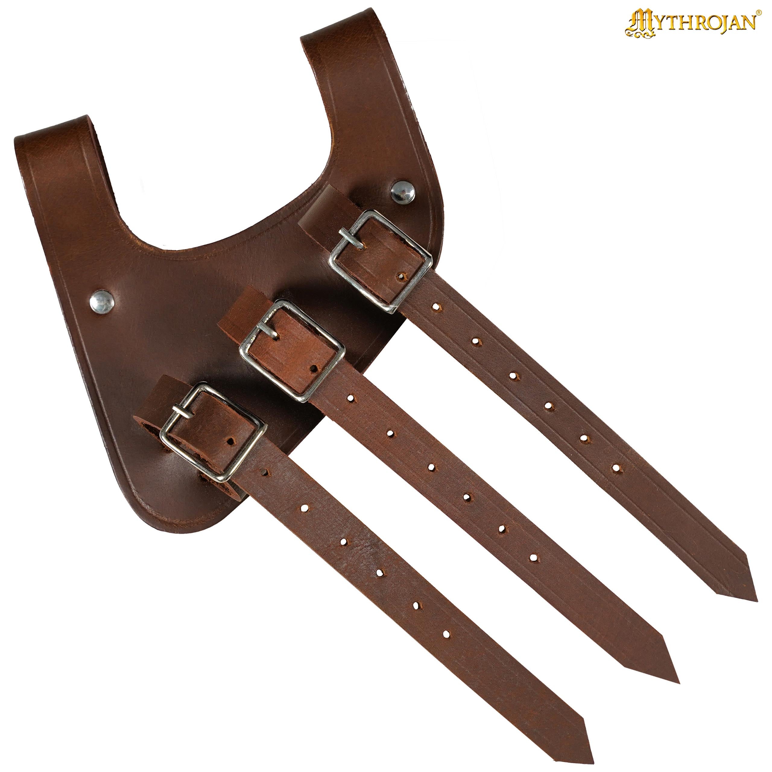Mythrojan Renaissance Leather Sword Frog LARP Costume Accessory Rapier Knight Sword Belt - Brown